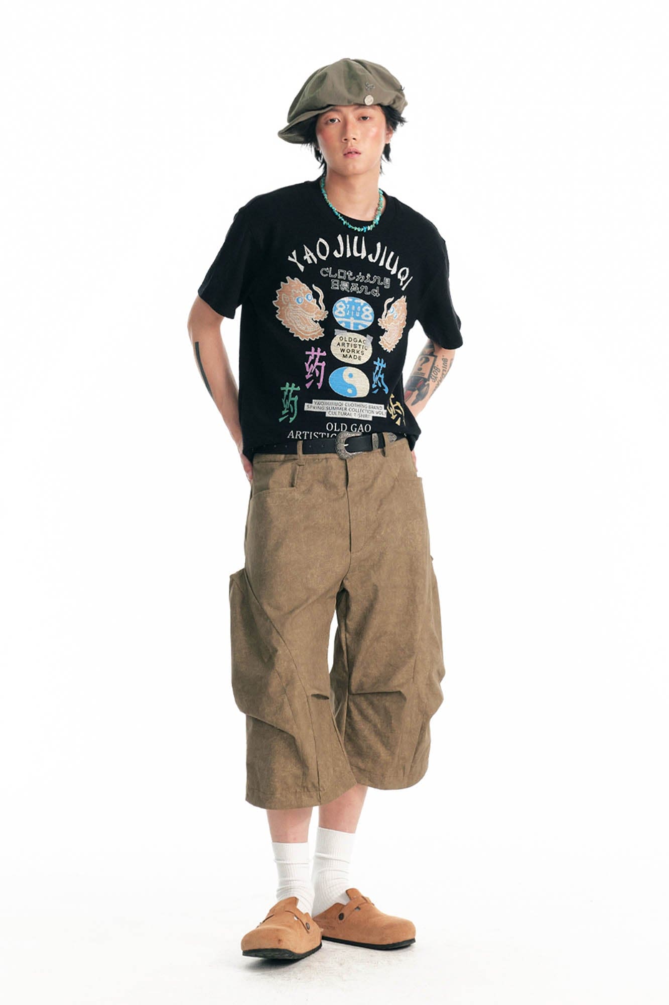 1997 POSTOFFICE Structured Panel Utility Shorts-Shorts-S-Gray-Free Shipping Leatheretro