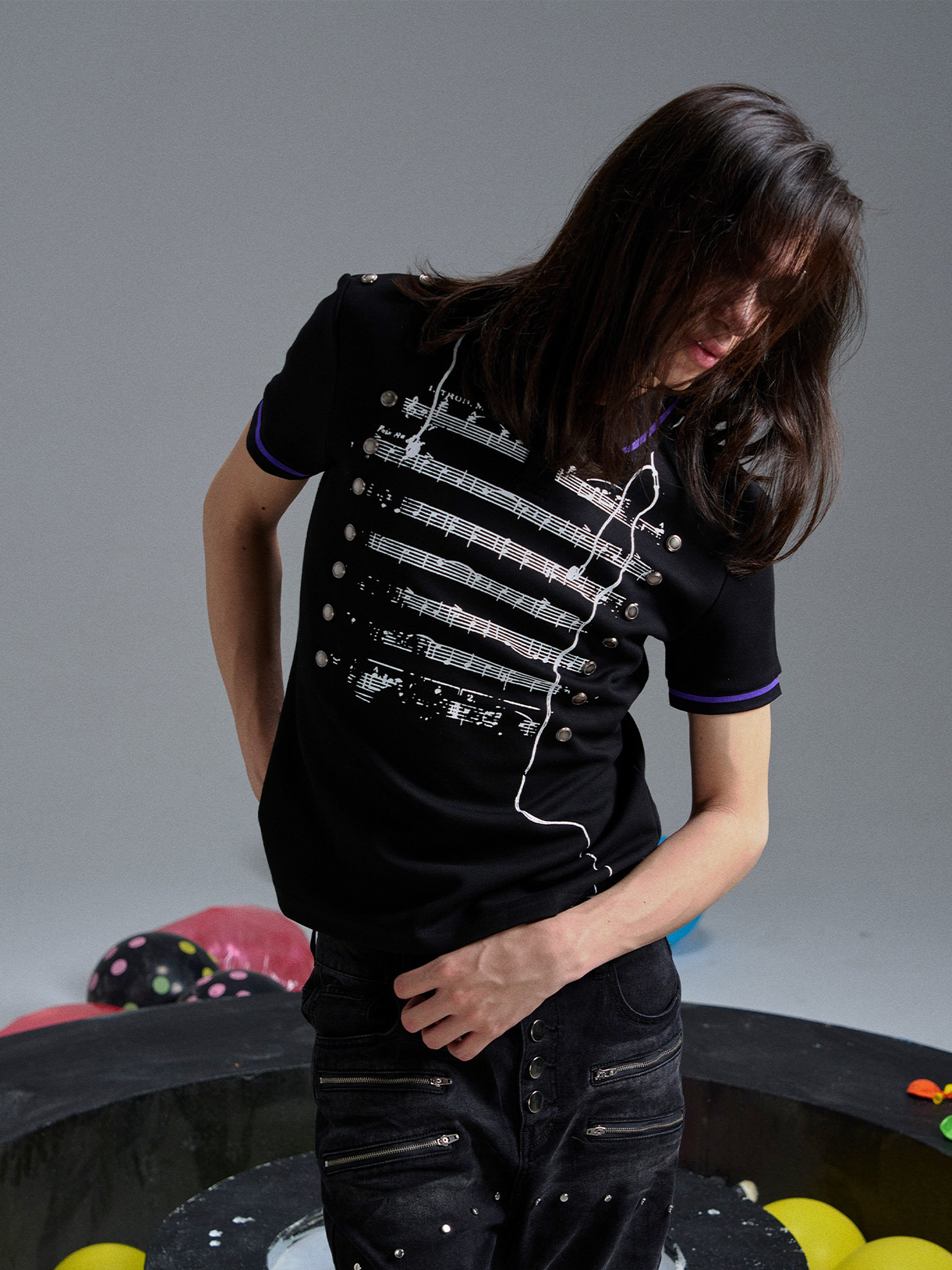 PAIKI Napoleon Score Headphone Slim Polo Shirt-T Shirt-S (Preorder)-Free Shipping Leatheretro