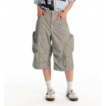 1997 POSTOFFICE Structured Panel Utility Shorts-Shorts-S-Gray-Free Shipping Leatheretro