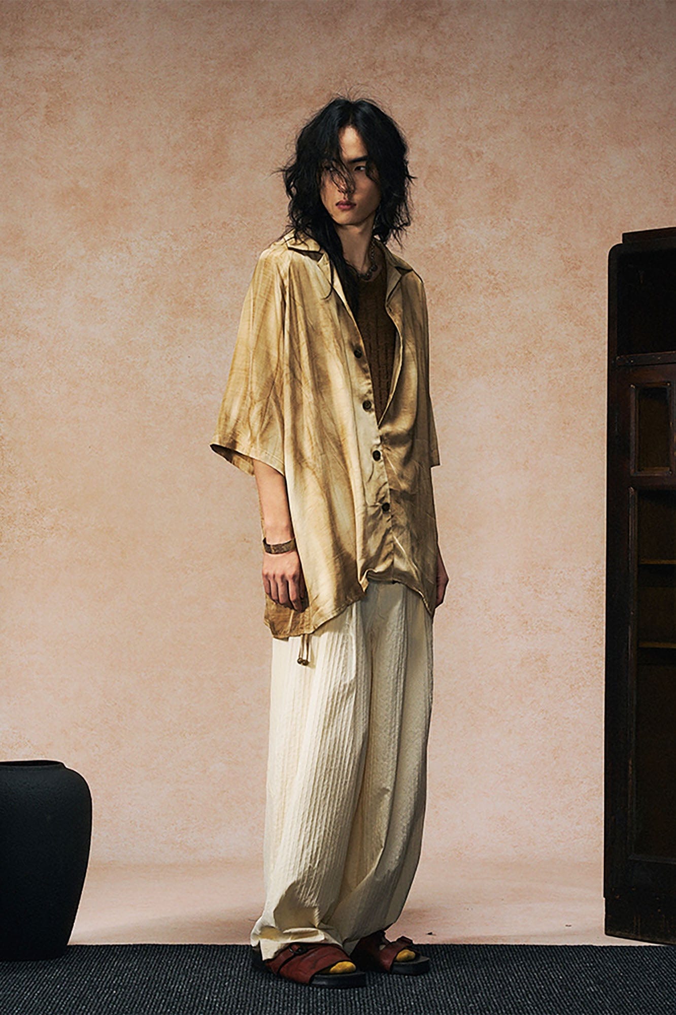 GONGHE REPUB Flowy Distressed Tie-Dye Oversized Half Shirt-Half shirt-S-Free Shipping Leatheretro