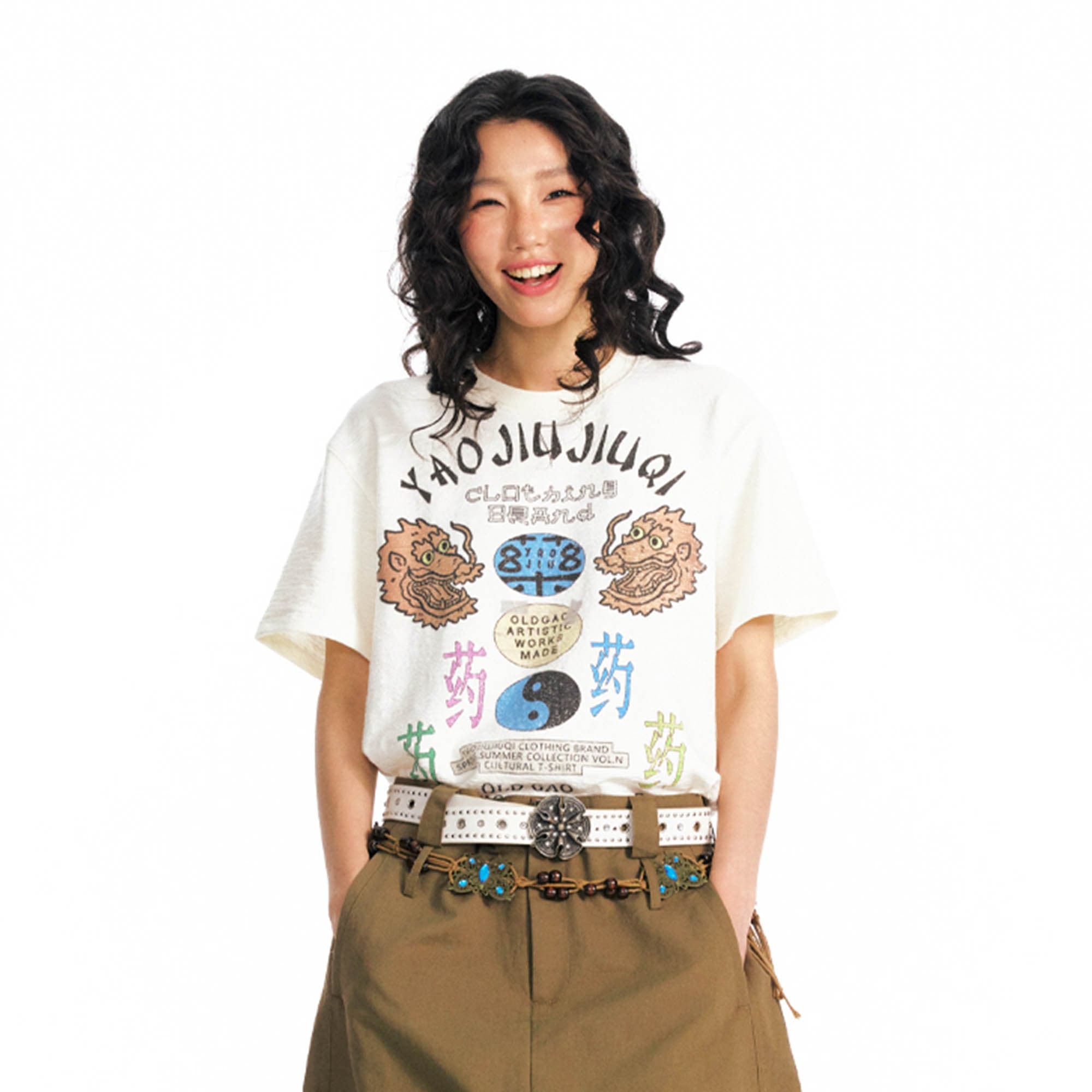 1997 POSTOFFICE Twin Dragon Graphic T-Shirt-T Shirt-S-White-Free Shipping Leatheretro