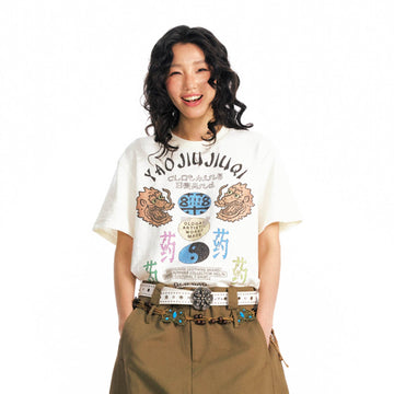 1997 POSTOFFICE Twin Dragon Graphic T-Shirt-T Shirt-S-White-Free Shipping Leatheretro