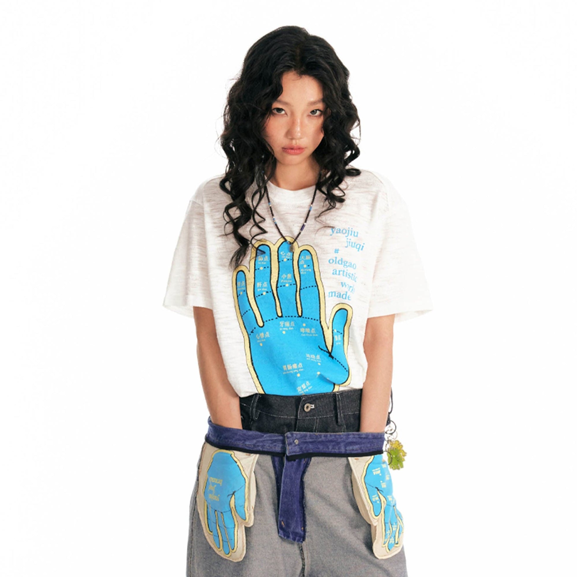 1997 POSTOFFICE Acupuncture Hand Map Graphic T-Shirt-T Shirt-S-Free Shipping Leatheretro