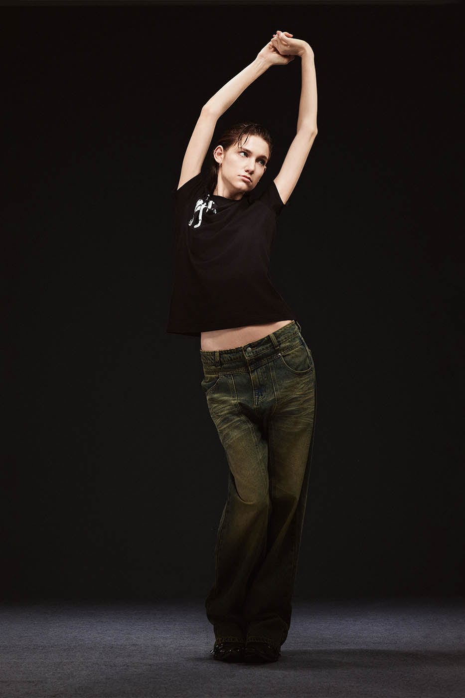 ARTIFICIAL WORLD Crinkled Straight-Leg Washed Jeans-Jeans-XS-Brown-Free Shipping Leatheretro