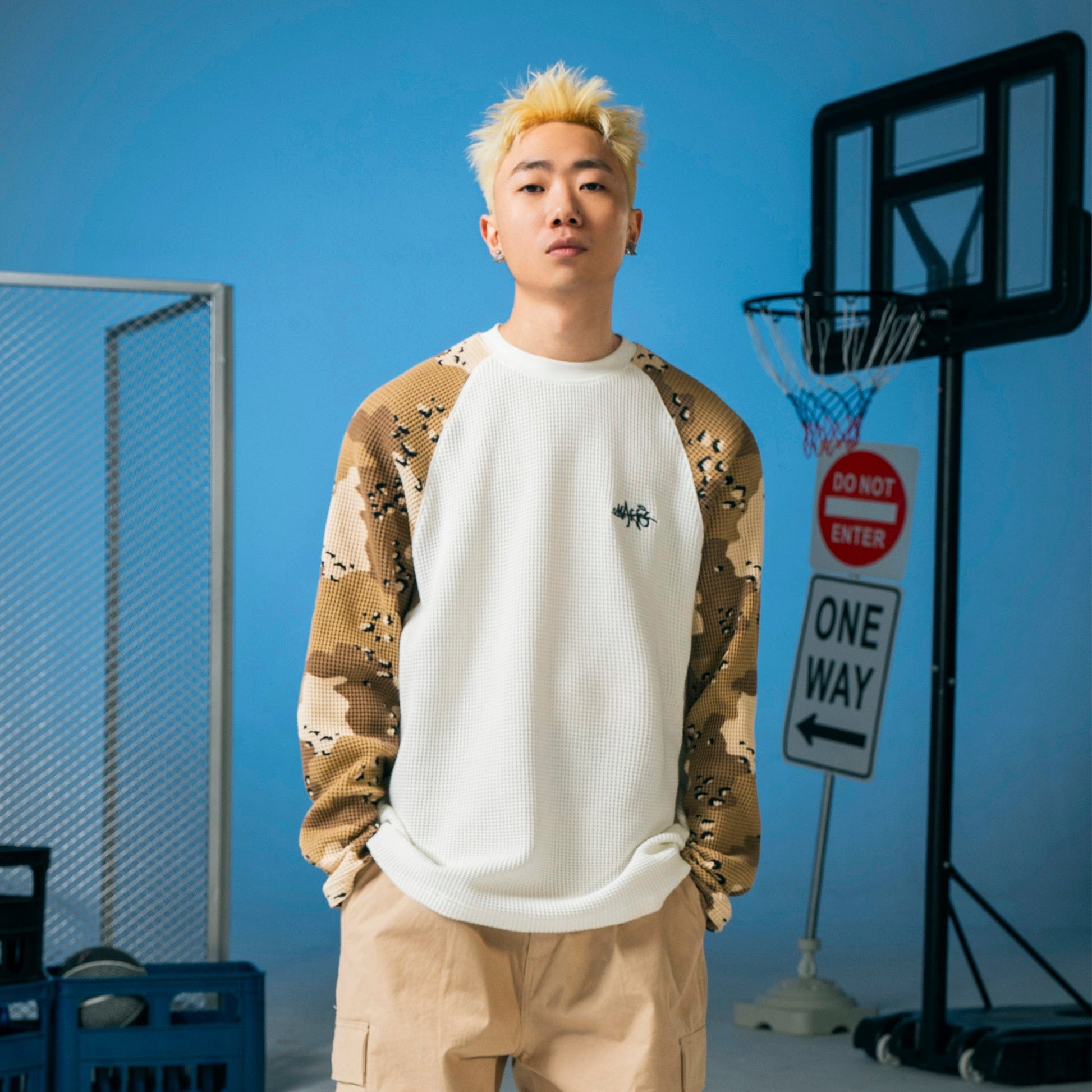 MAKEMORE Camo Raglan Waffle Long-Sleeve Tee-L/S Tee-S-Free Shipping Leatheretro