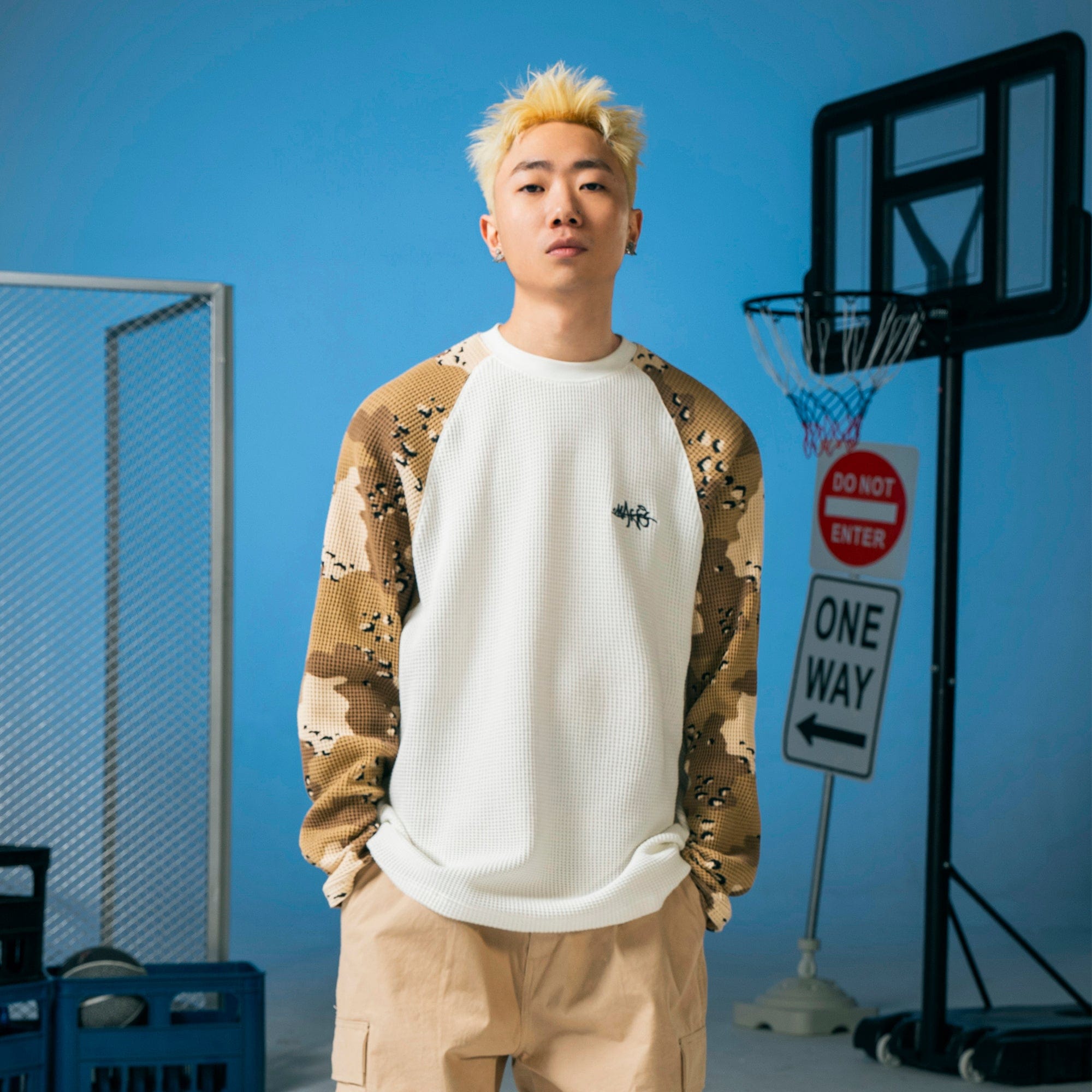 MAKEMORE Camo Raglan Waffle Long-Sleeve Tee-L/S Tee-S-Free Shipping Leatheretro