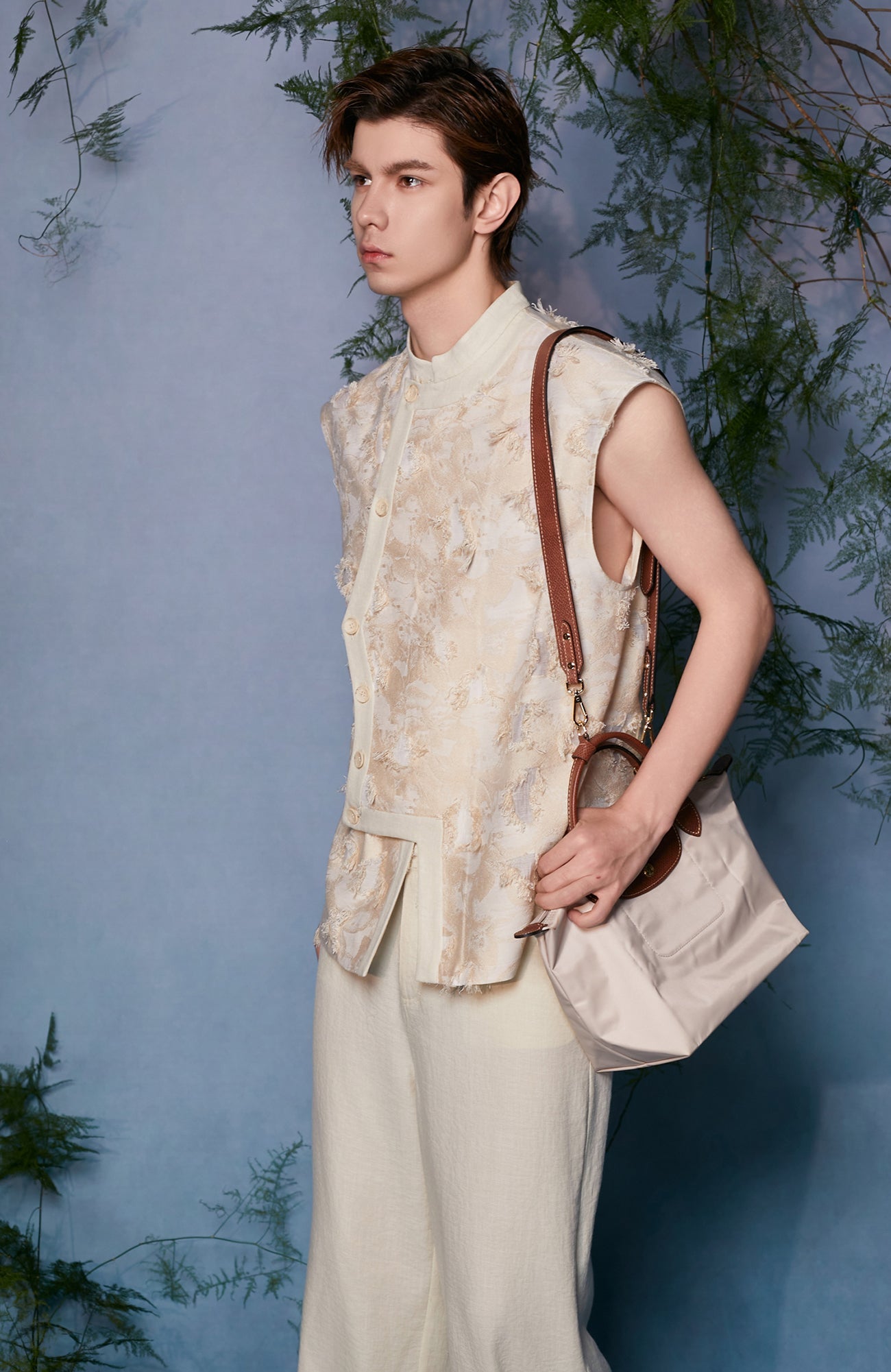 JIECHI Mandarin Collar Floral Buttoned Vest-Vest-M (Preorder)-Free Shipping Leatheretro