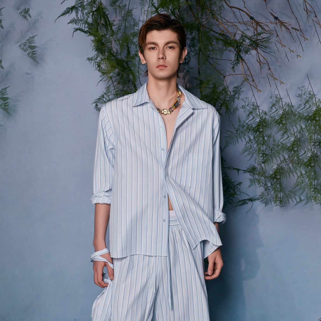 JIECHI Button-Up Striped Shirt-Shirt-M (Preorder)-Free Shipping Leatheretro