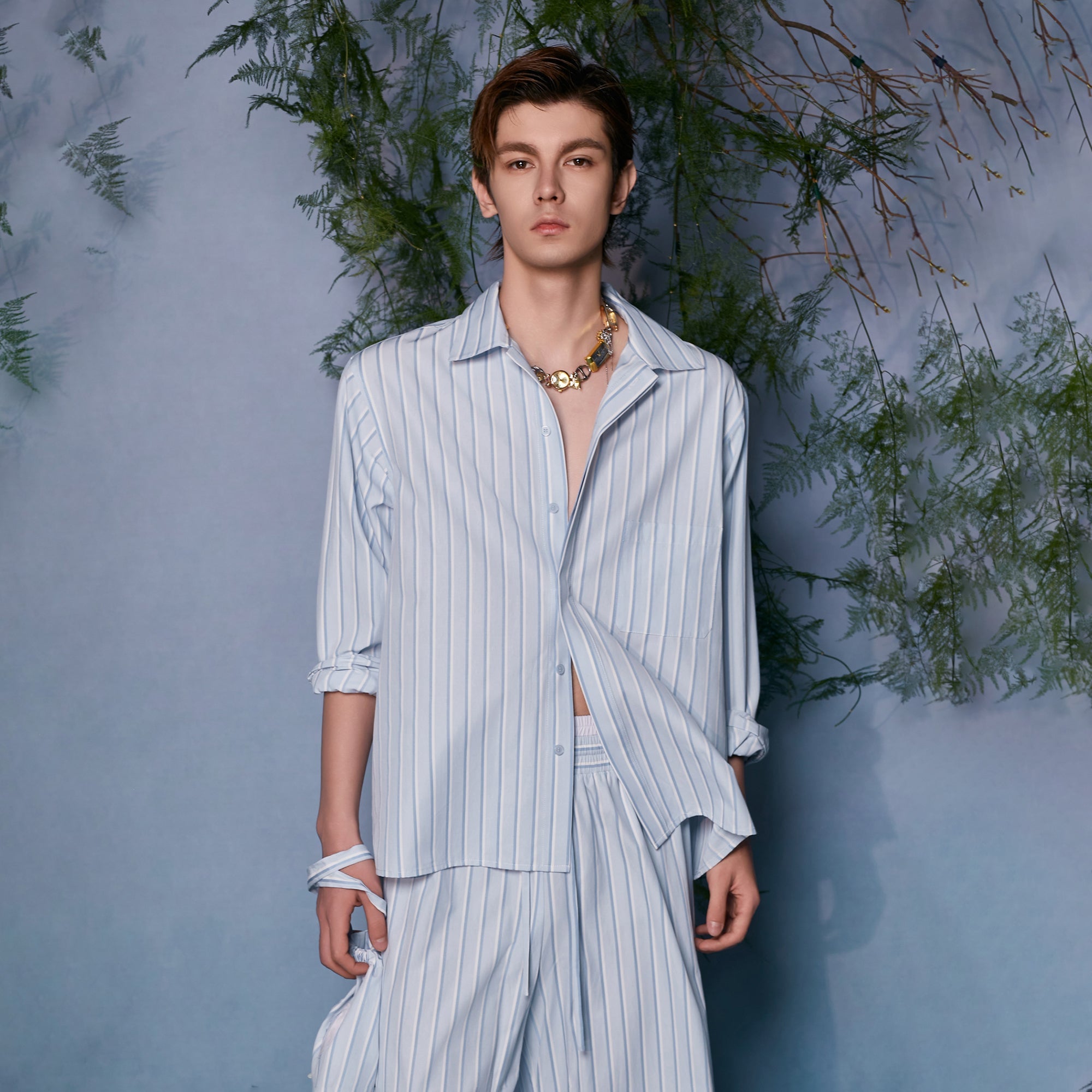 JIECHI Button-Up Striped Shirt-Shirt-M (Preorder)-Free Shipping Leatheretro