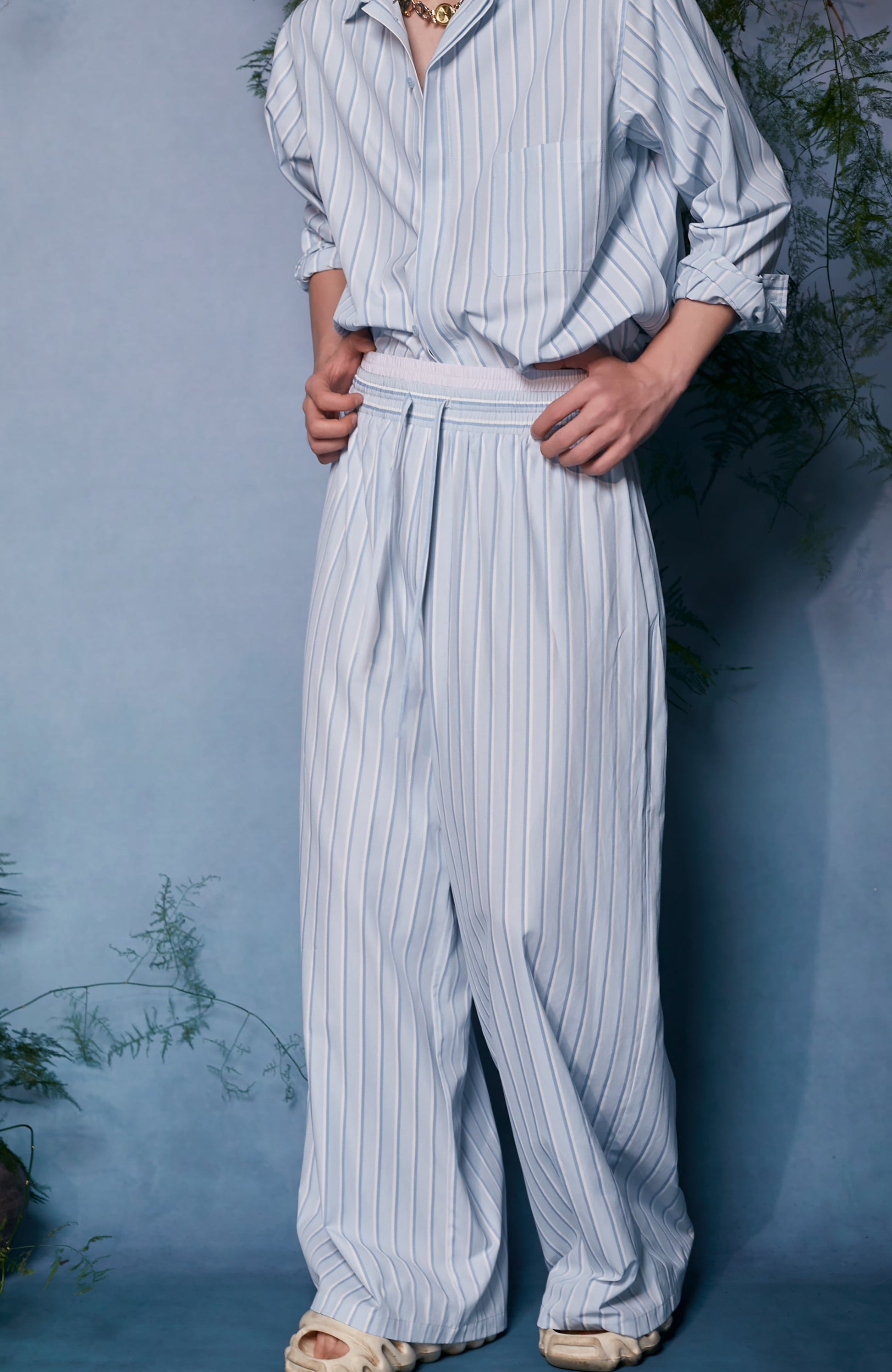 JIECHI Striped Wide-Leg Trousers-Pants-M (Preorder)-Free Shipping Leatheretro