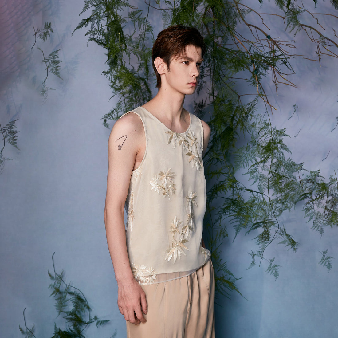 JIECHI Bamboo Embroidered Tank Top-Tank Top-M (Preorder)-Free Shipping Leatheretro