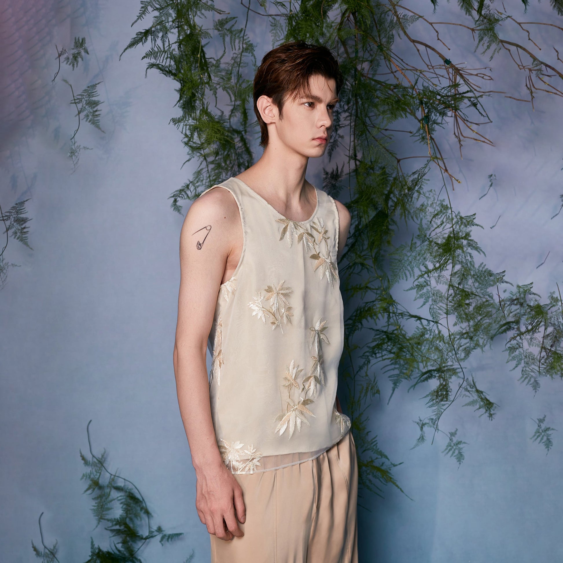 JIECHI Bamboo Embroidered Tank Top-Tank Top-M (Preorder)-Free Shipping Leatheretro