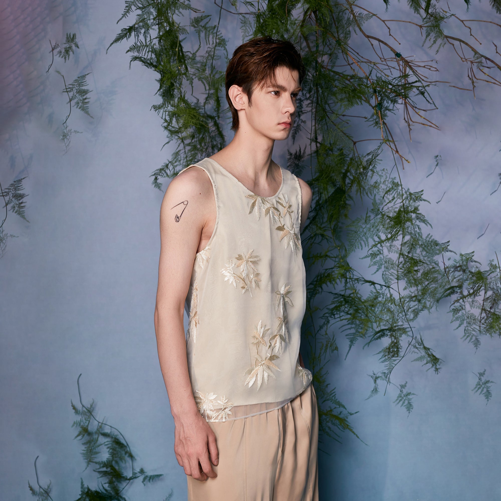 JIECHI Bamboo Embroidered Tank Top-Tank Top-M (Preorder)-Free Shipping Leatheretro