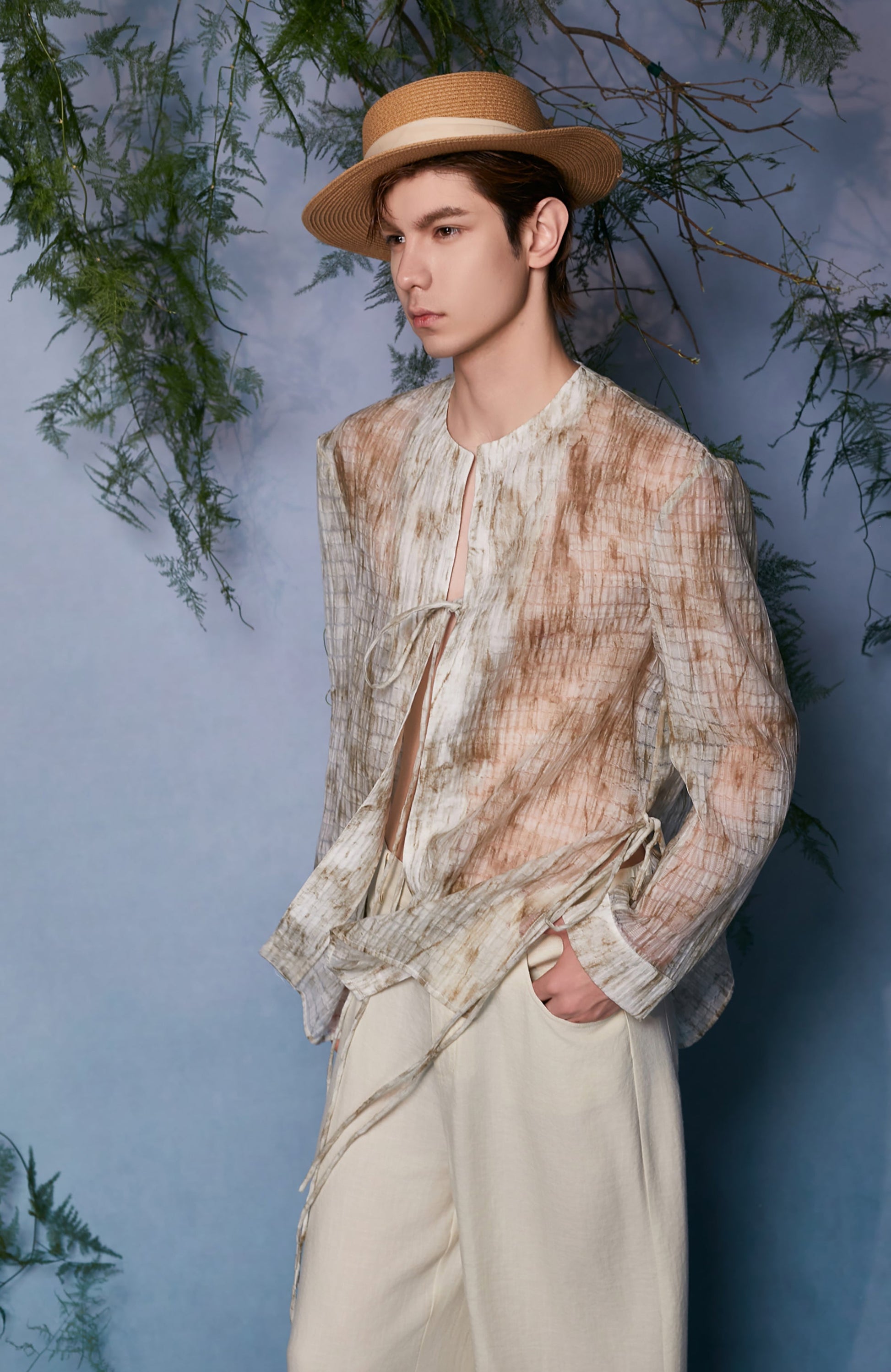 JIECHI Mandarin Tie-Dye Closure Overshirt-Shirt-M (Preorder)-Free Shipping Leatheretro