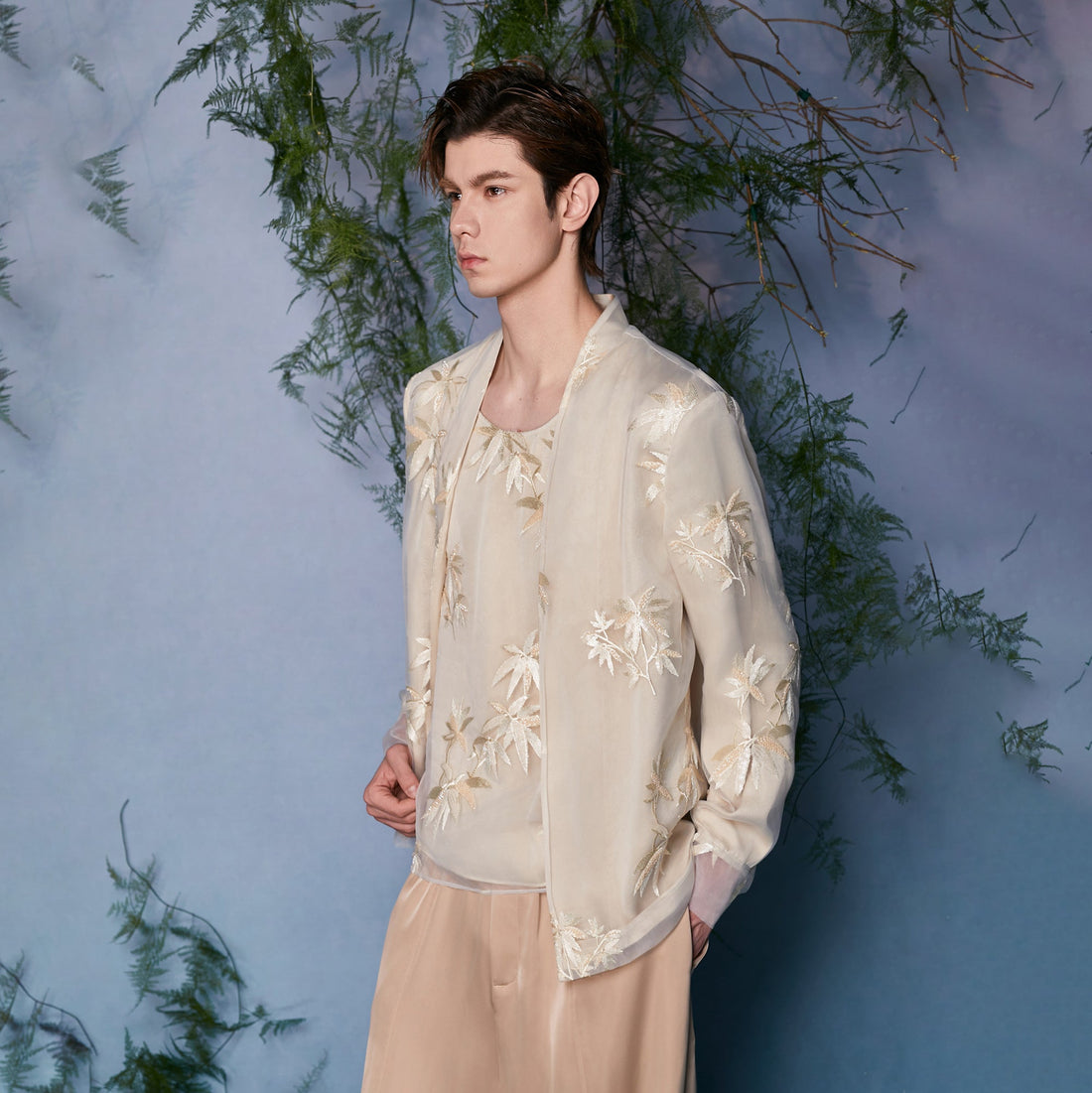 JIECHI Bamboo Embroidered Mesh Jacket-Jacket-M (Preorder)-Free Shipping Leatheretro