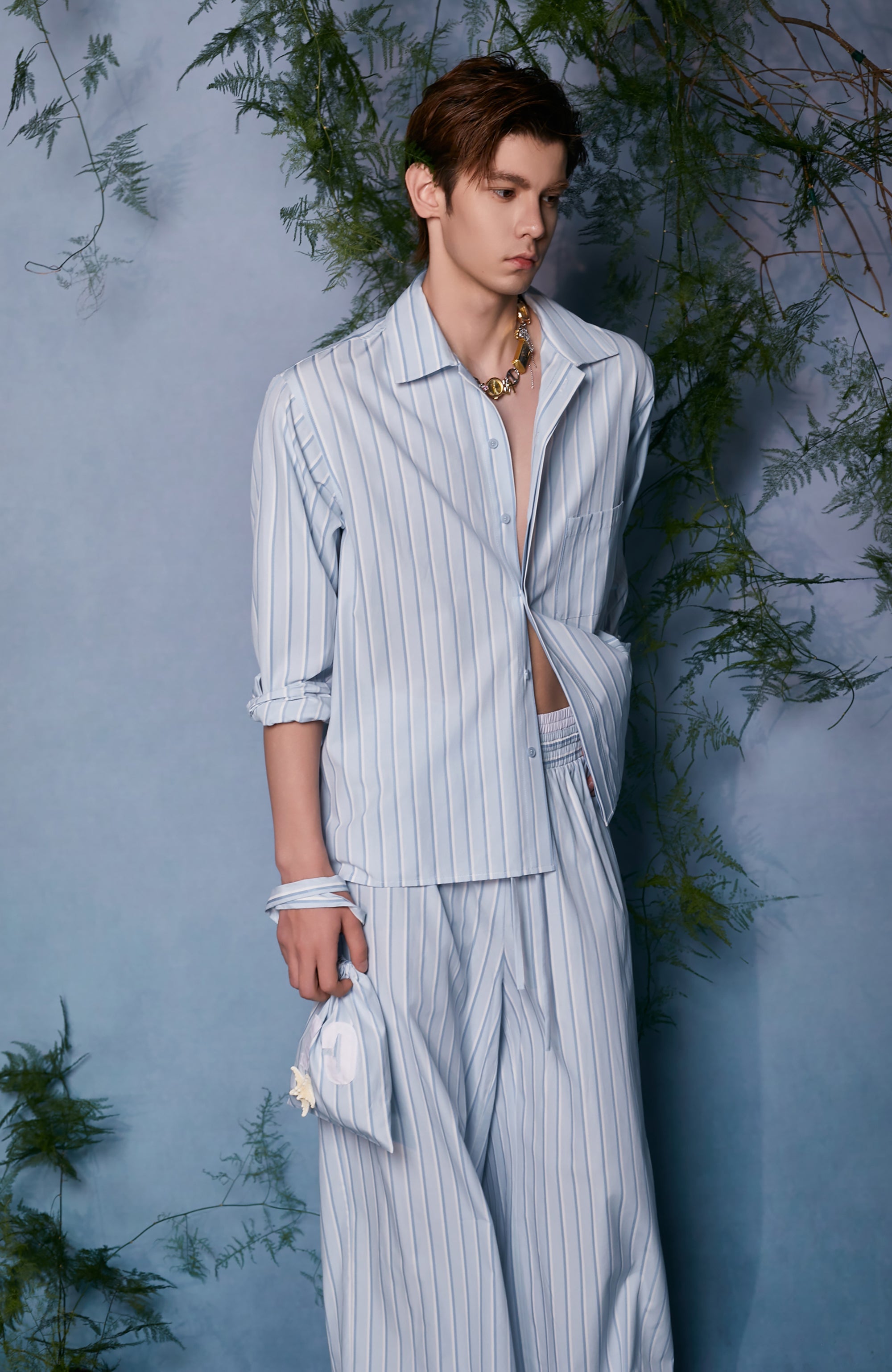 JIECHI Button-Up Striped Shirt-Shirt-M (Preorder)-Free Shipping Leatheretro