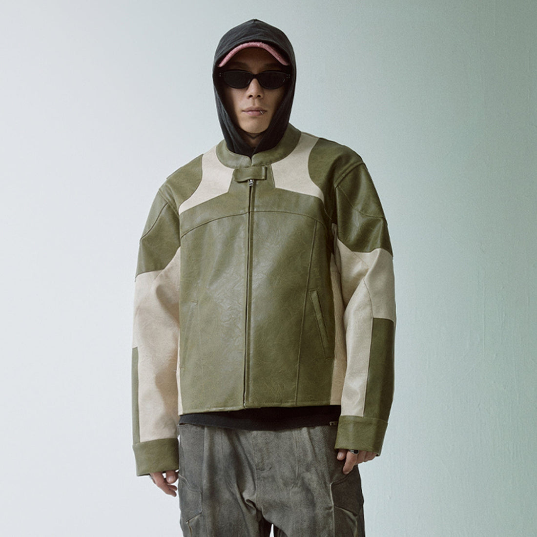 F2CE Modern Deconstructed Faux Leather Biker Jacket-Jacket-S-Free Shipping Leatheretro