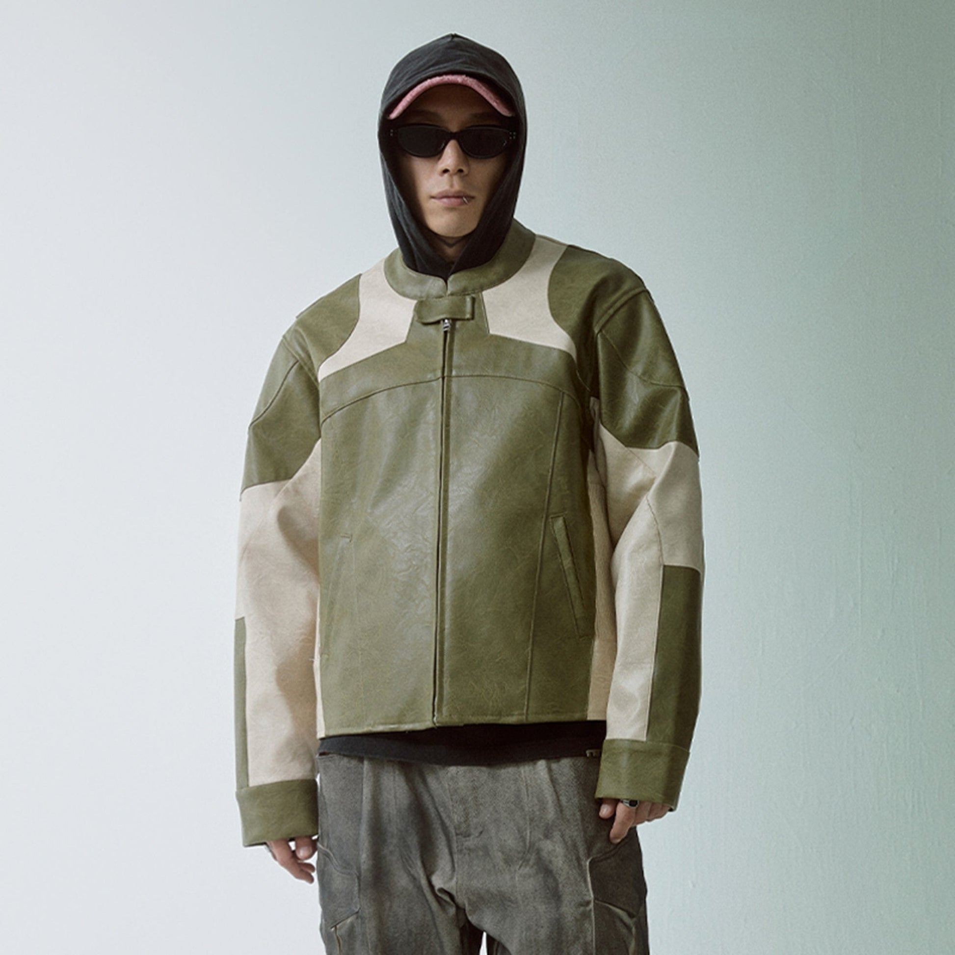 F2CE Modern Deconstructed Faux Leather Biker Jacket-Jacket-S-Free Shipping Leatheretro