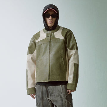 F2CE Modern Deconstructed Faux Leather Biker Jacket-Jacket-S-Free Shipping Leatheretro