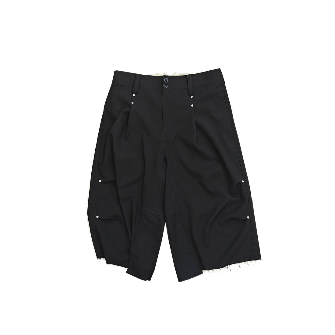 FACEONLAB Retro Pleated Raw-Edge Shorts-Shorts-M-Free Shipping Leatheretro