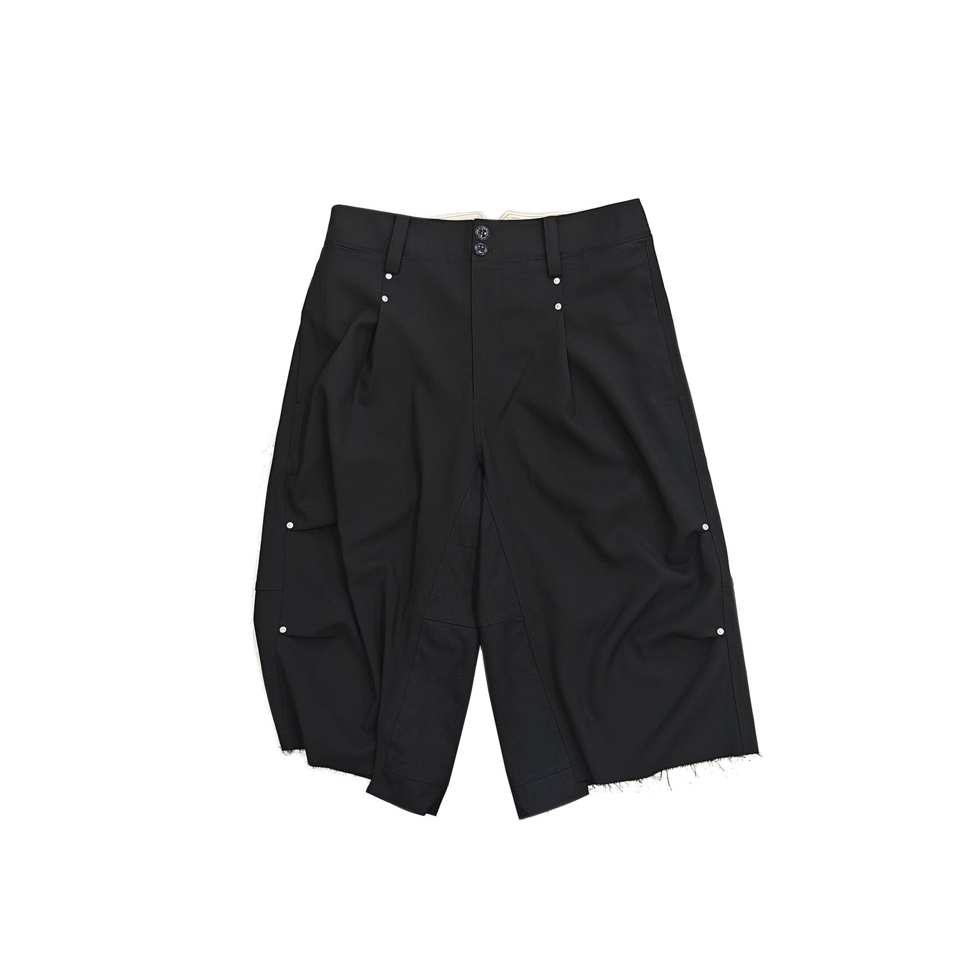 FACEONLAB Retro Pleated Raw-Edge Shorts-Shorts-M-Free Shipping Leatheretro