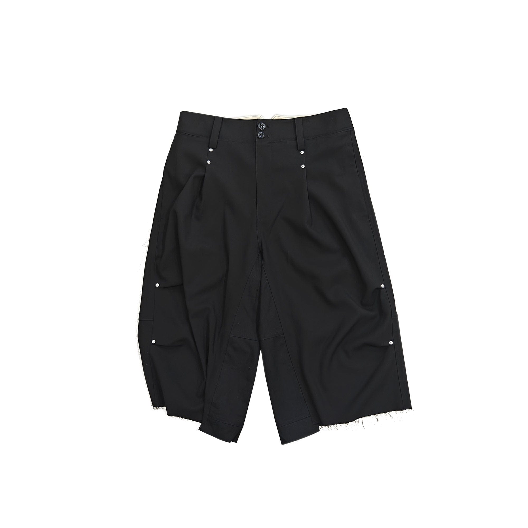 FACEONLAB Retro Pleated Raw-Edge Shorts-Shorts-M-Free Shipping Leatheretro