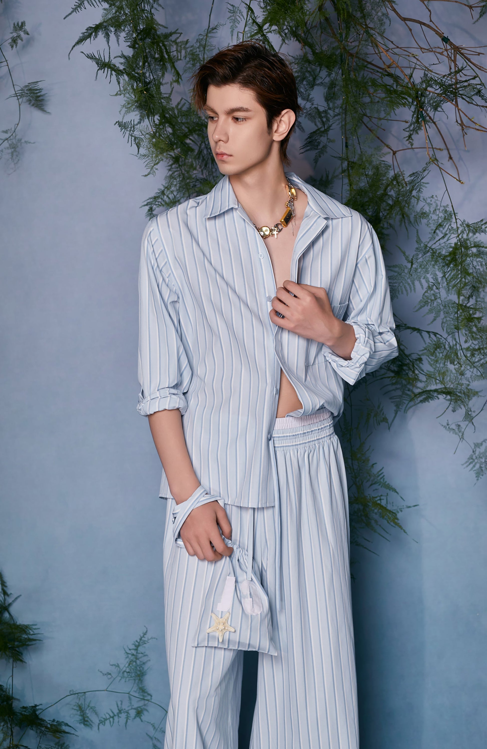 JIECHI Button-Up Striped Shirt-Shirt-M (Preorder)-Free Shipping Leatheretro