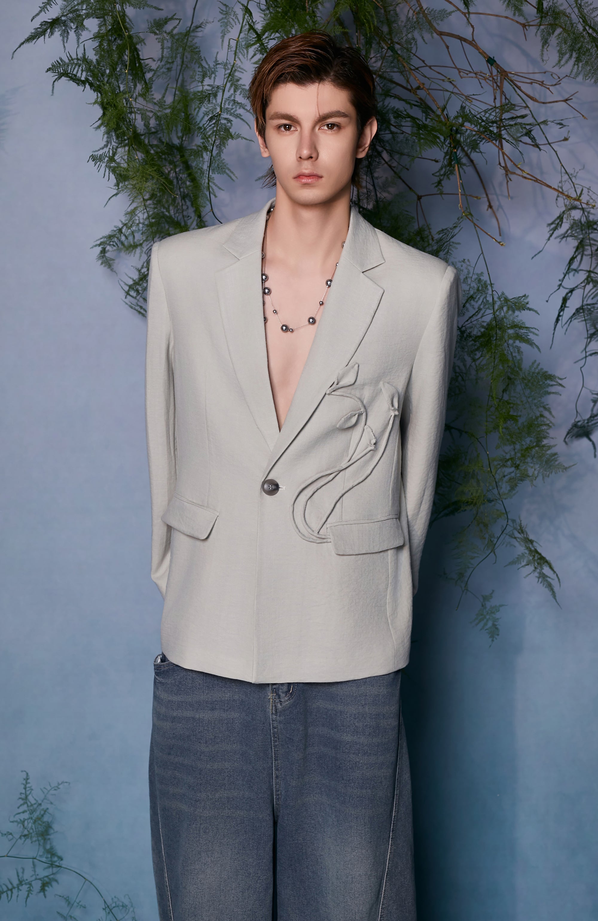 JIECHI Embroidered Floral Linework Blazer-Jacket-M (Preorder)-Free Shipping Leatheretro