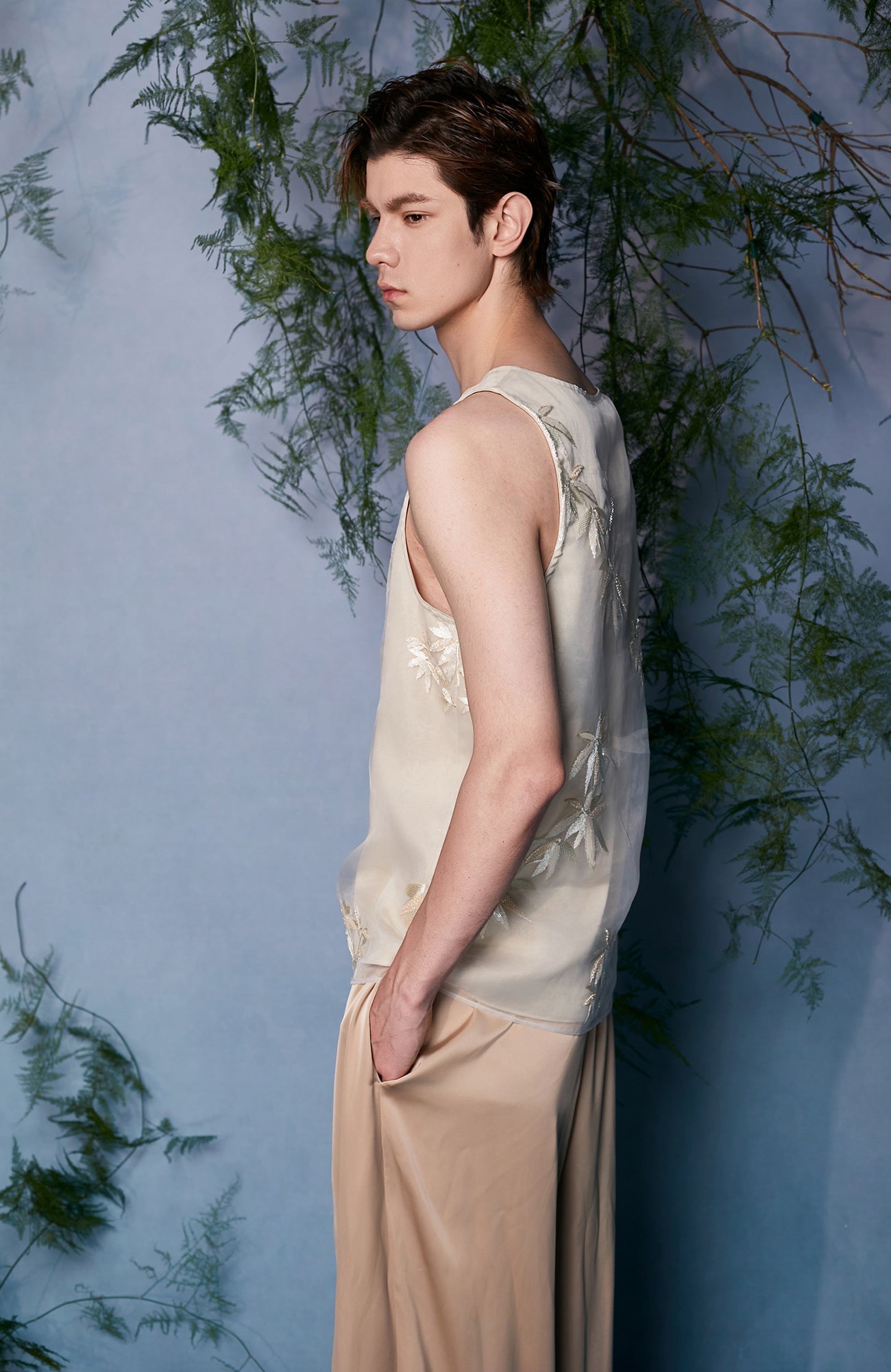 JIECHI Bamboo Embroidered Tank Top-Tank Top-M (Preorder)-Free Shipping Leatheretro