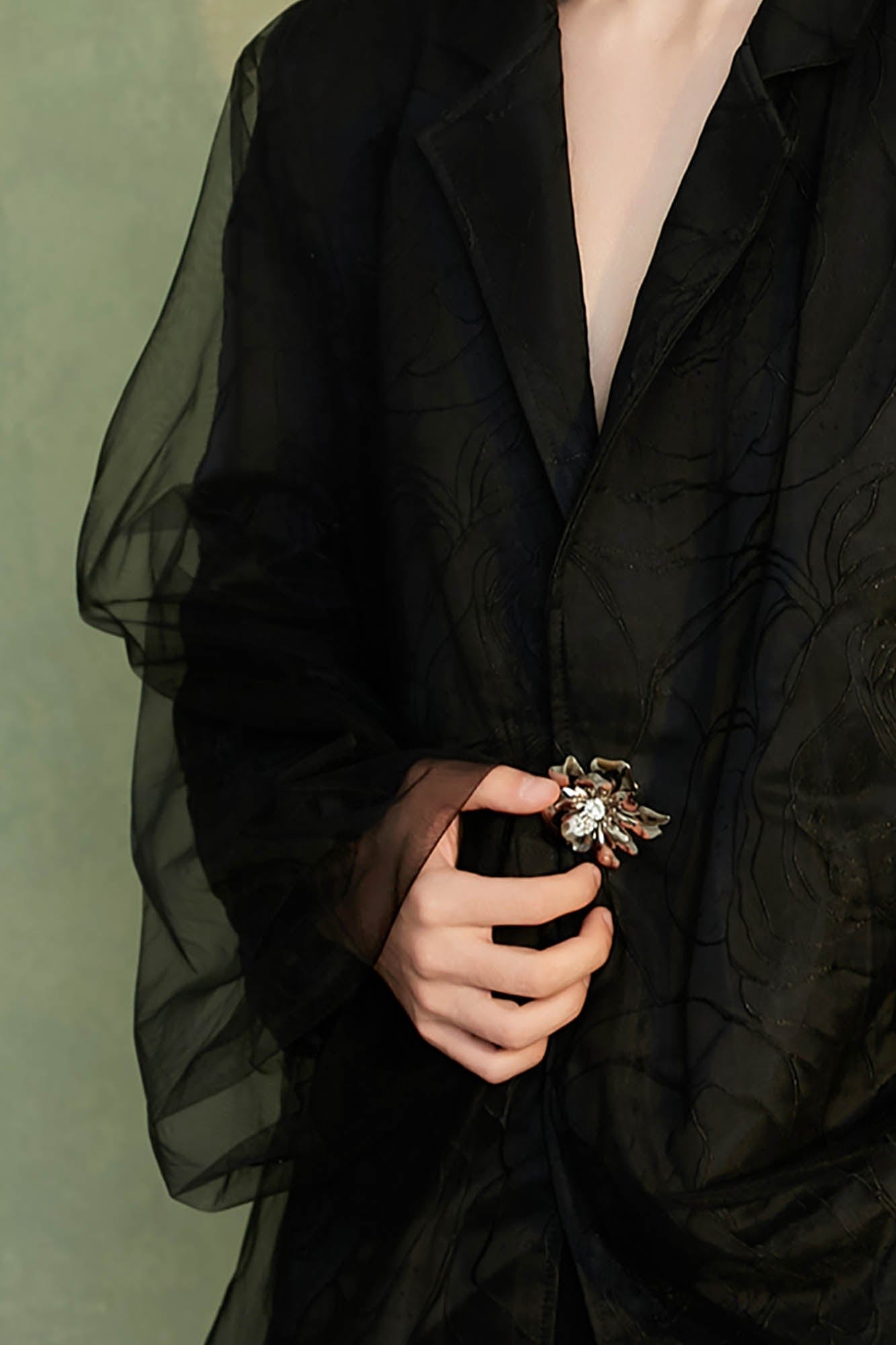 JIECHI Layered Floral Embossed Blazer-Jacket-M-Blazer-Free Shipping Leatheretro