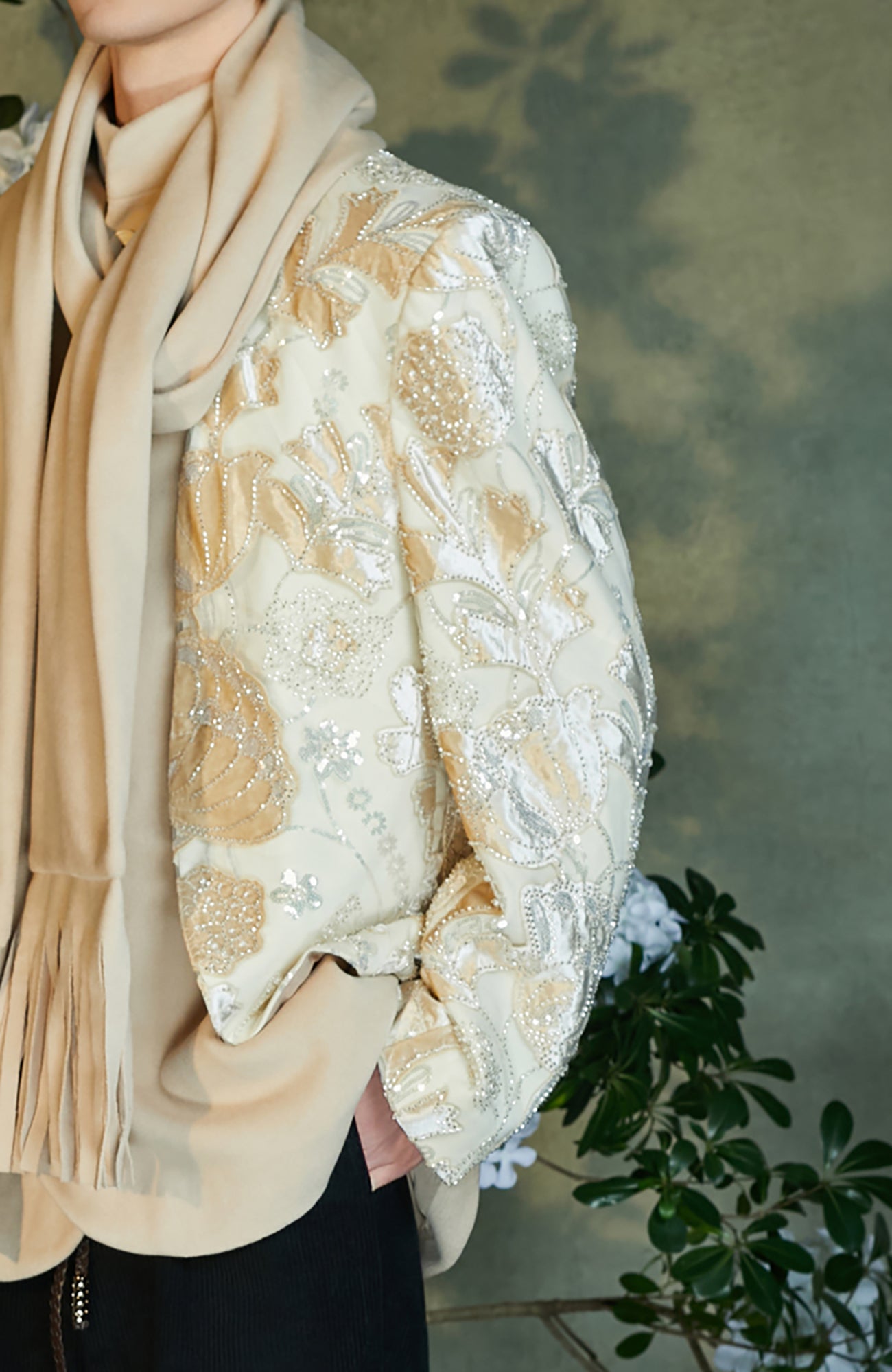 JIECHI Jacquard Embroidered Layered Mandarin Blazer-Jacket-M (Preorder)-Free Shipping Leatheretro