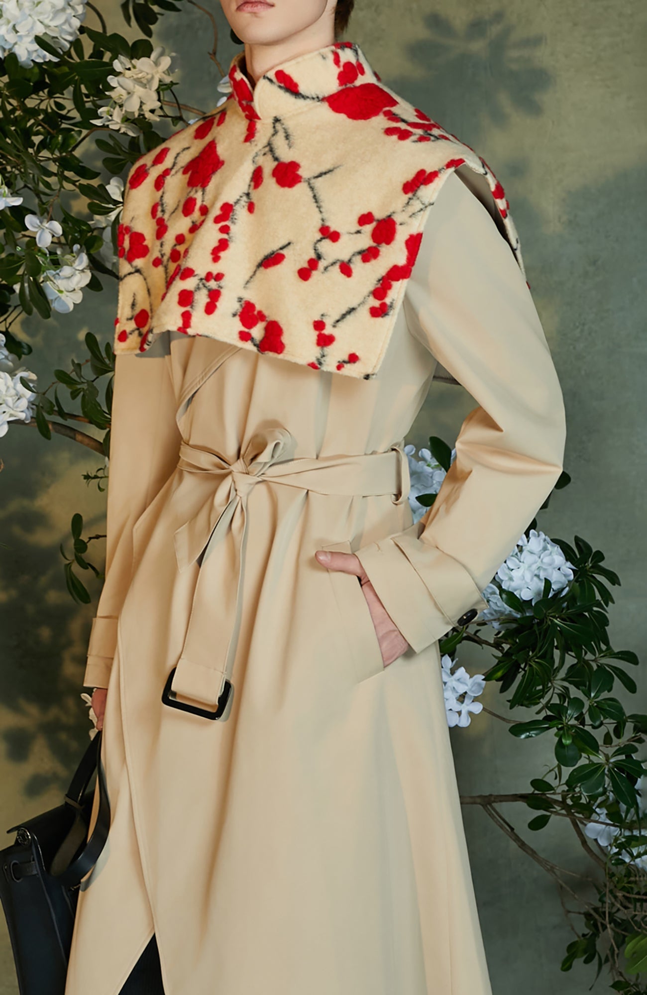 JIECHI Detachable Jacquard Cape Belted Coat-Jacket-M (Preorder)-Coat-Free Shipping Leatheretro