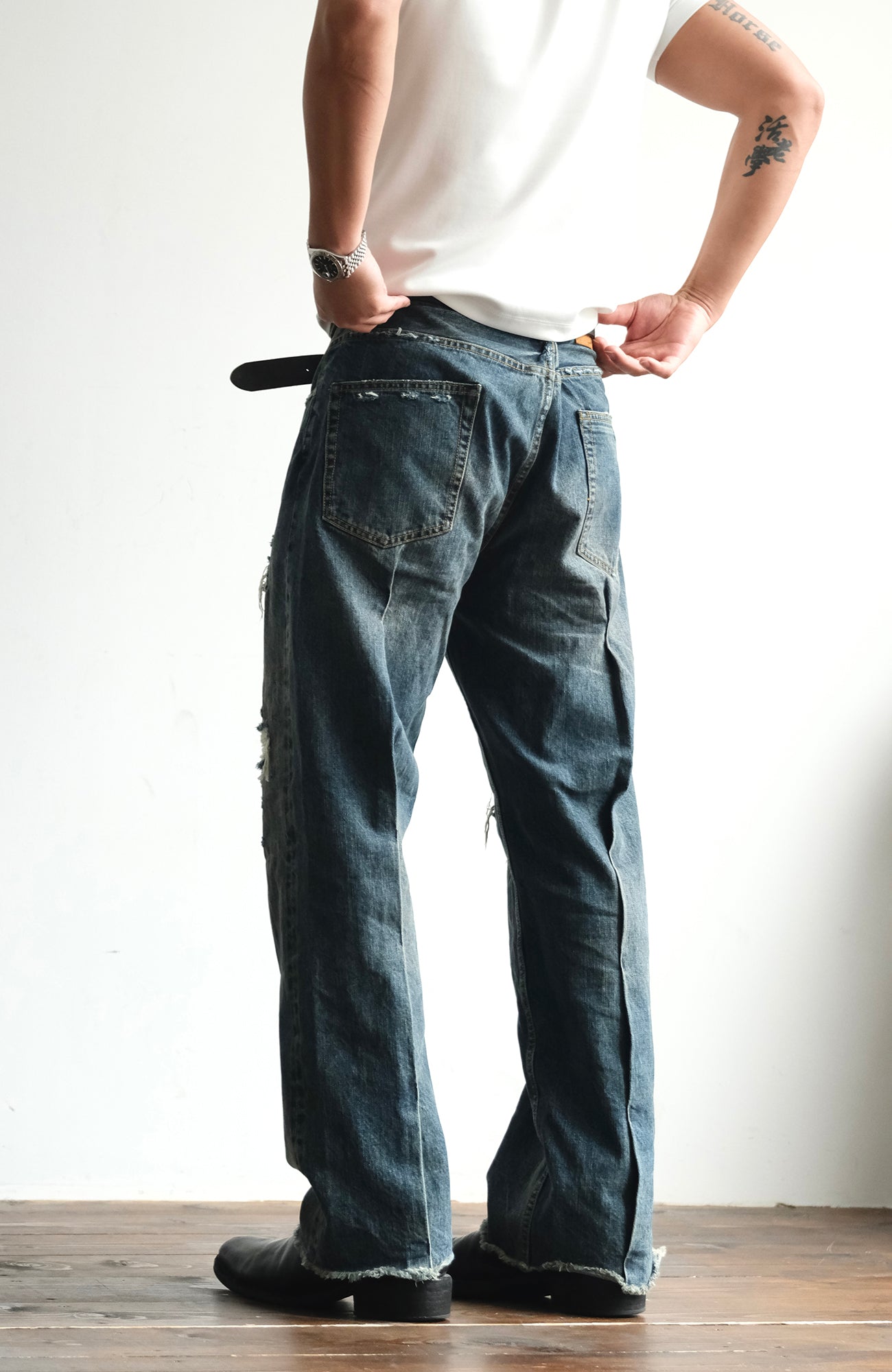 NEIGBORL Distressed Straight-Leg Denim Pants-Jeans-S (Preorder)-Free Shipping Leatheretro
