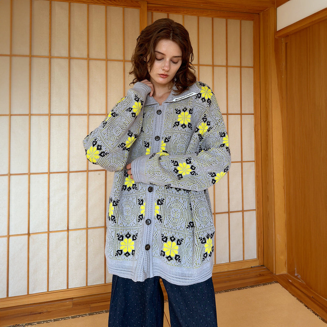 MIICHOUS Edelweiss Knit Button-Up Cardigan-Jacket-S-Grey-Free Shipping Leatheretro