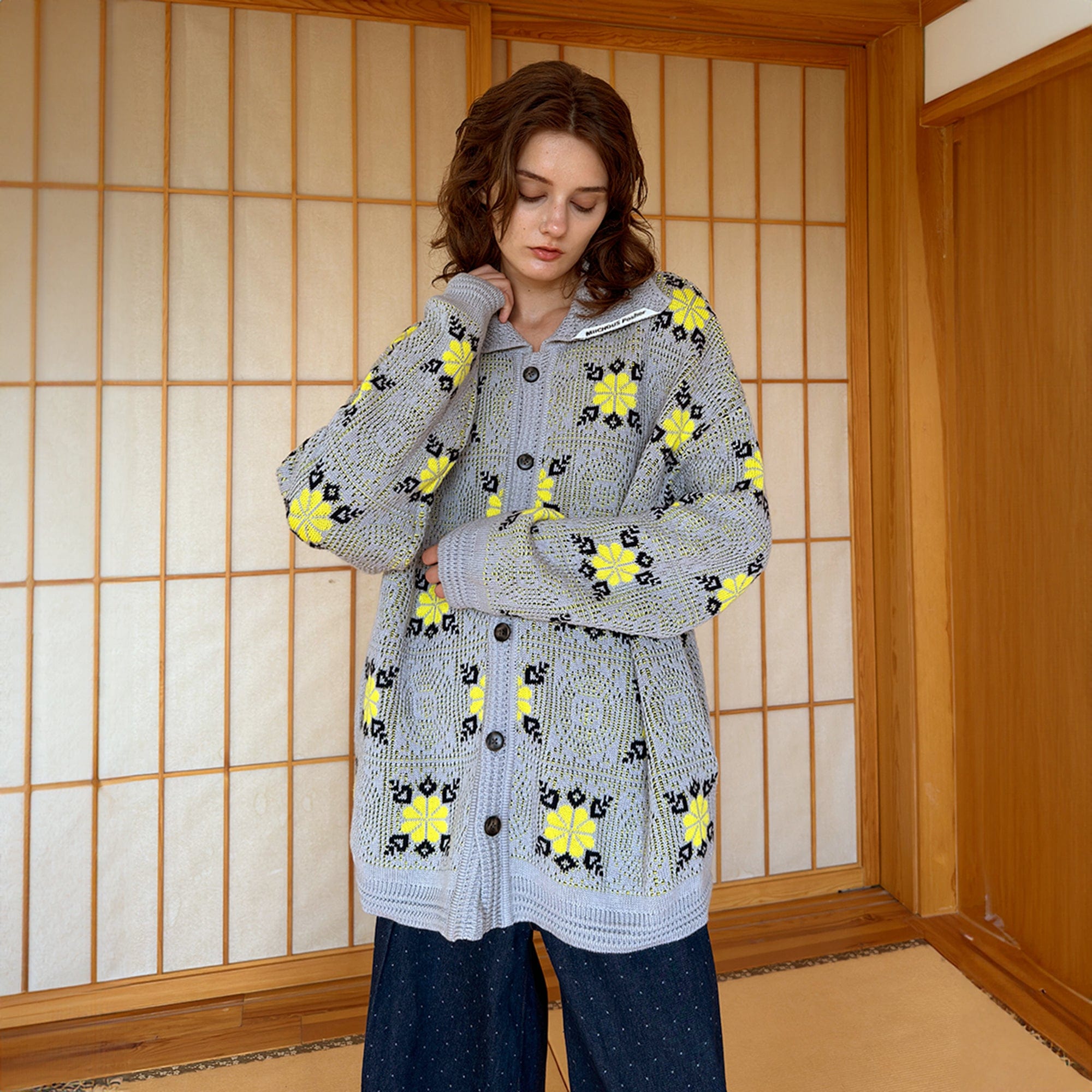 MIICHOUS Edelweiss Knit Button-Up Cardigan-Jacket-S-Grey-Free Shipping Leatheretro
