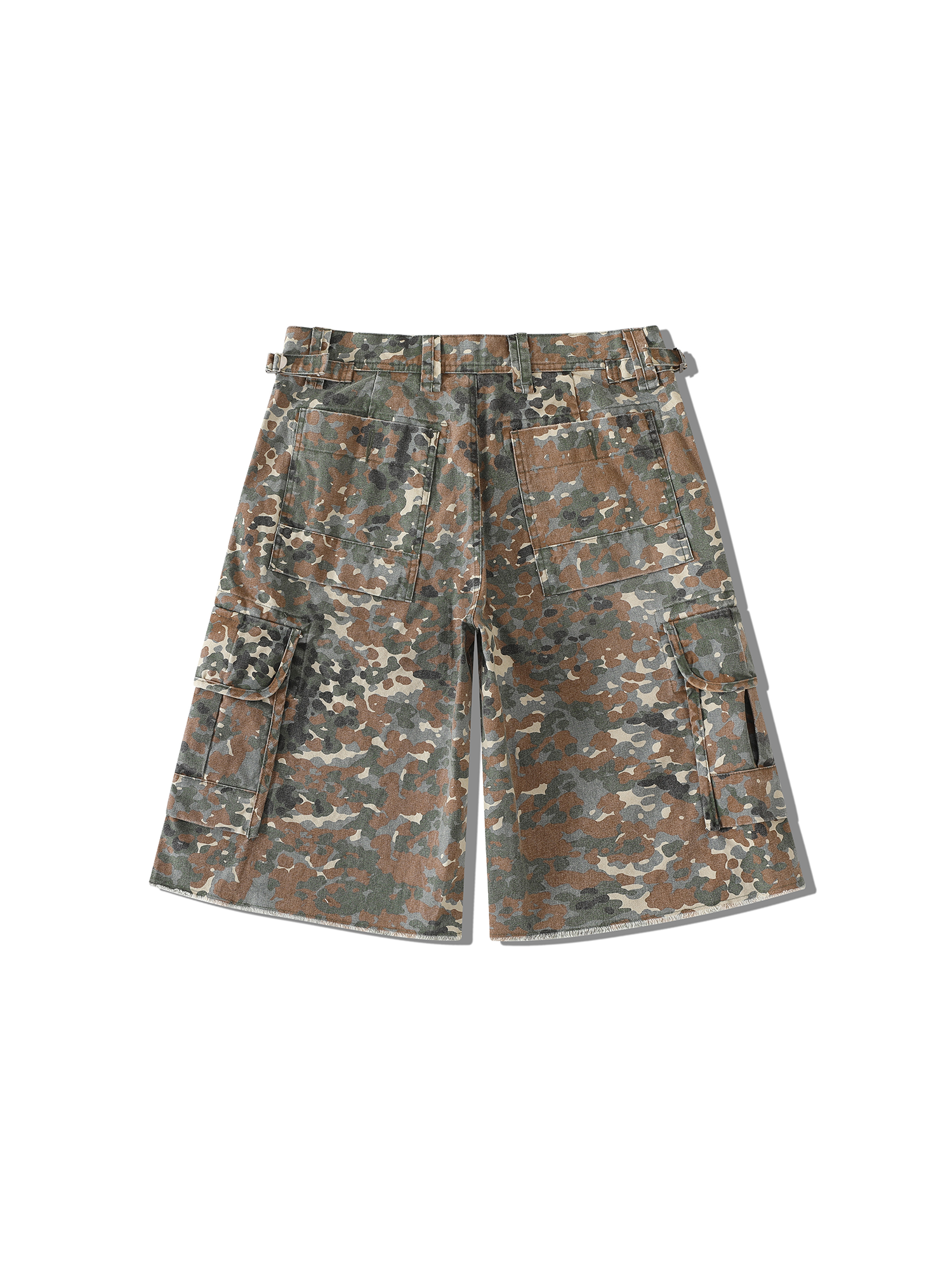 RICHILL Washed Camo Cargo Shorts-Shorts-S / 33"-Free Shipping Leatheretro