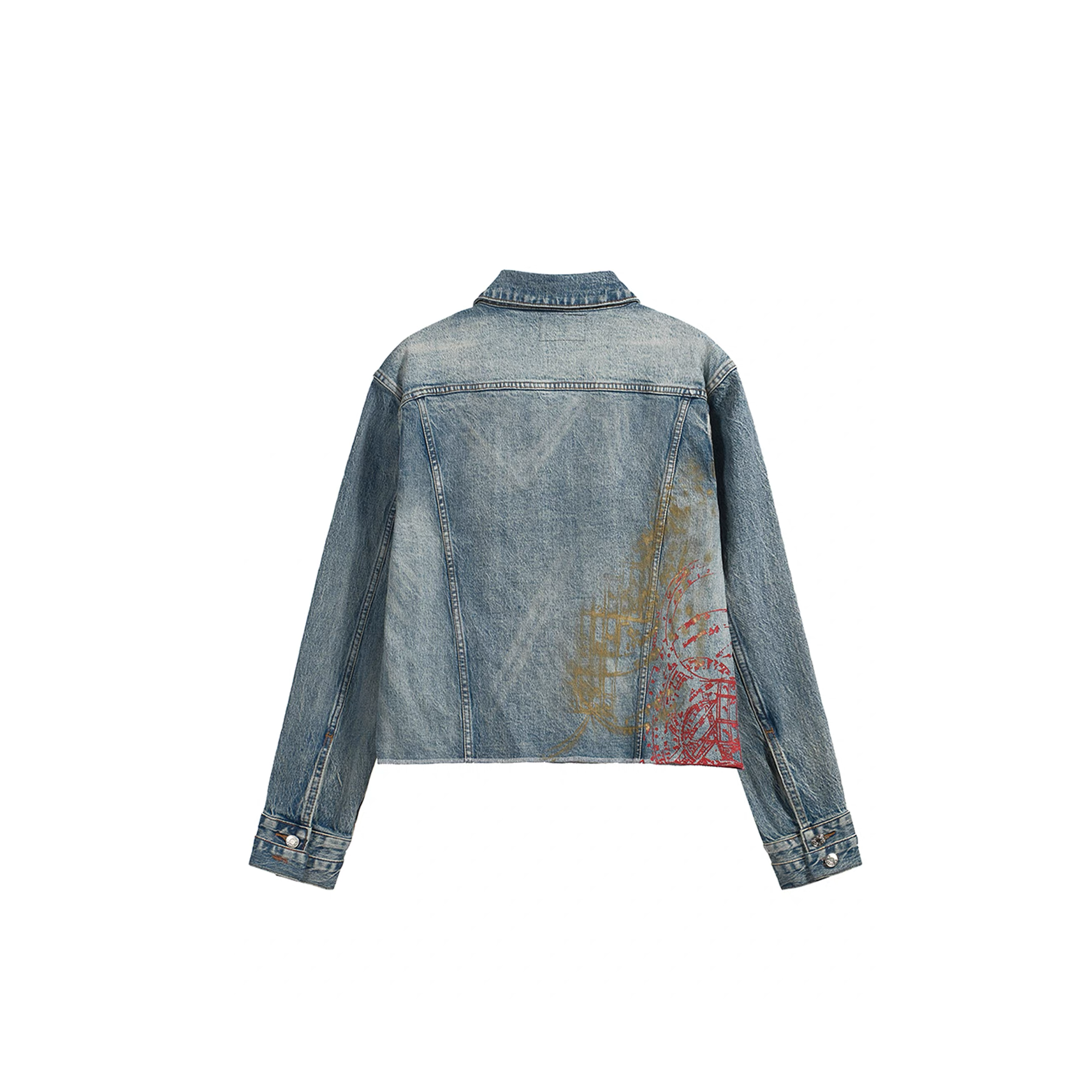 NOTHINGNESS WORLD Washed Multi-Print Denim Jacket-Jacket-S-Free Shipping Leatheretro