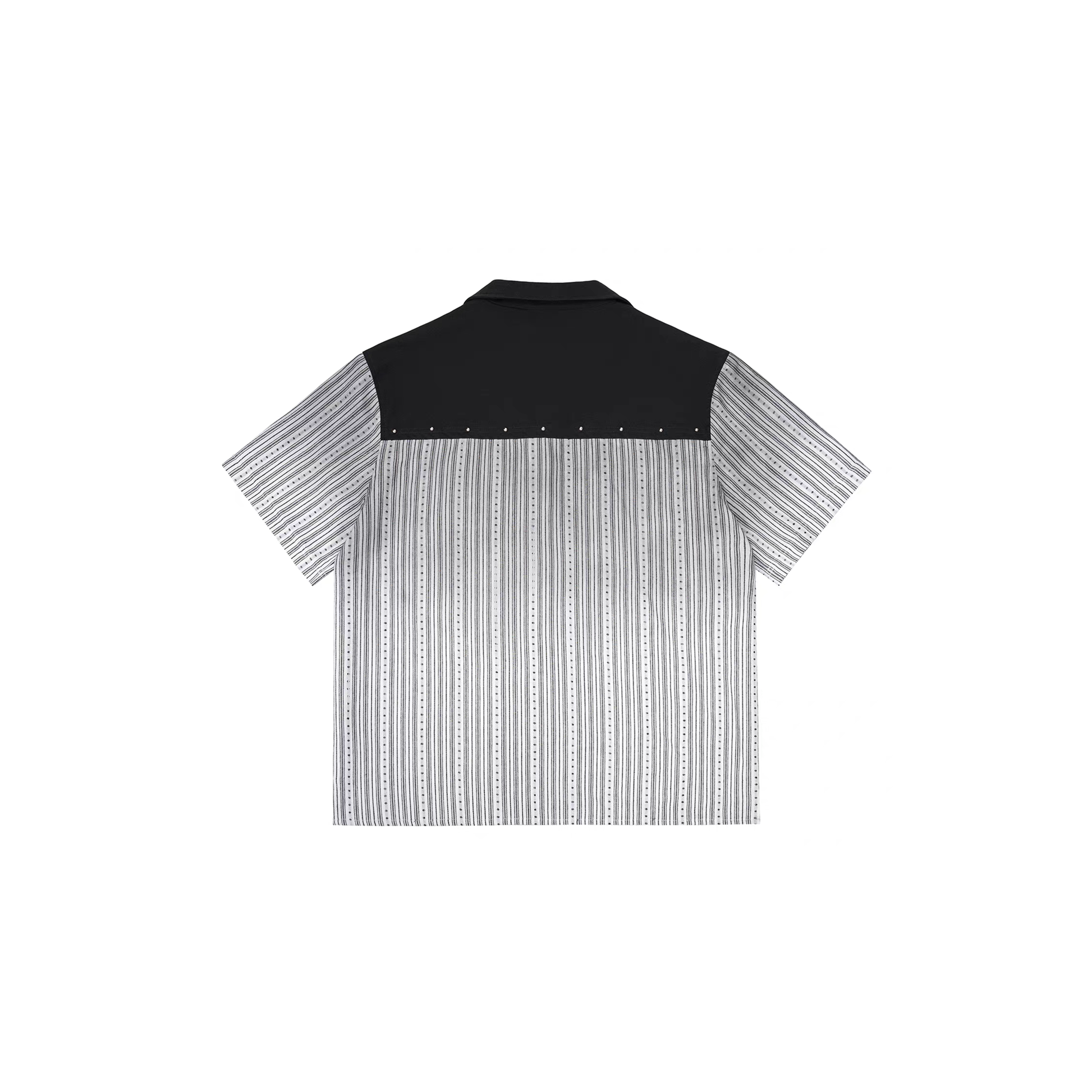 ESAIAS Studded Washed Dotted Stripe Half Shirt-Half shirt-S-Free Shipping Leatheretro