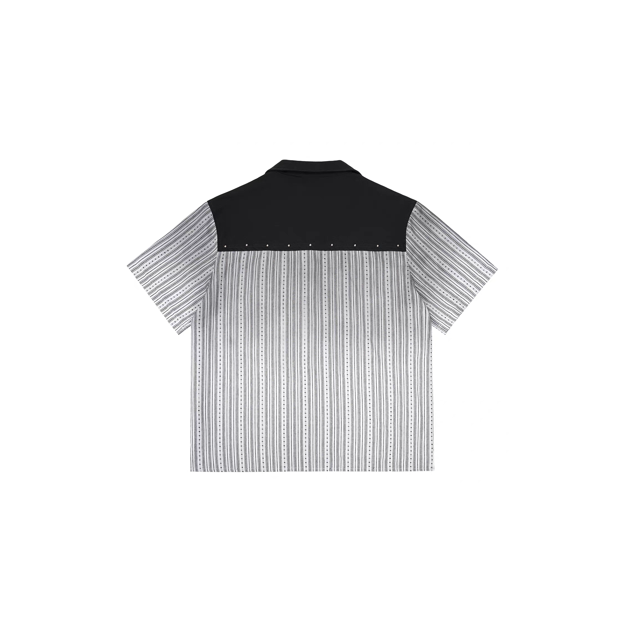 ESAIAS Studded Washed Dotted Stripe Half Shirt-Half shirt-S-Free Shipping Leatheretro