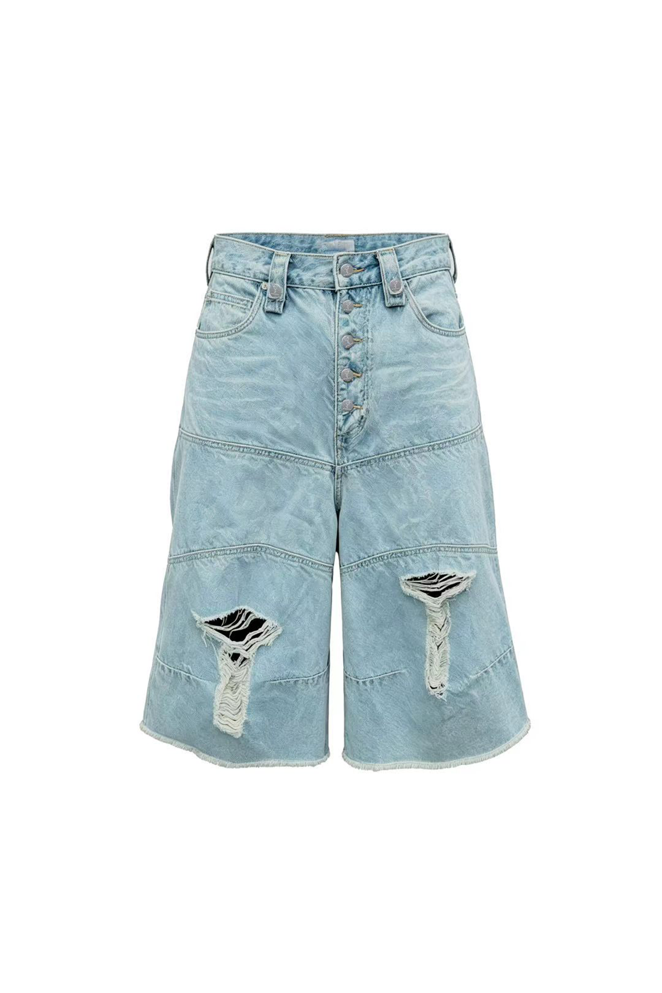 STEEPC Distressed Washed Raw-Edge Denim Shorts-Shorts-S-Free Shipping Leatheretro