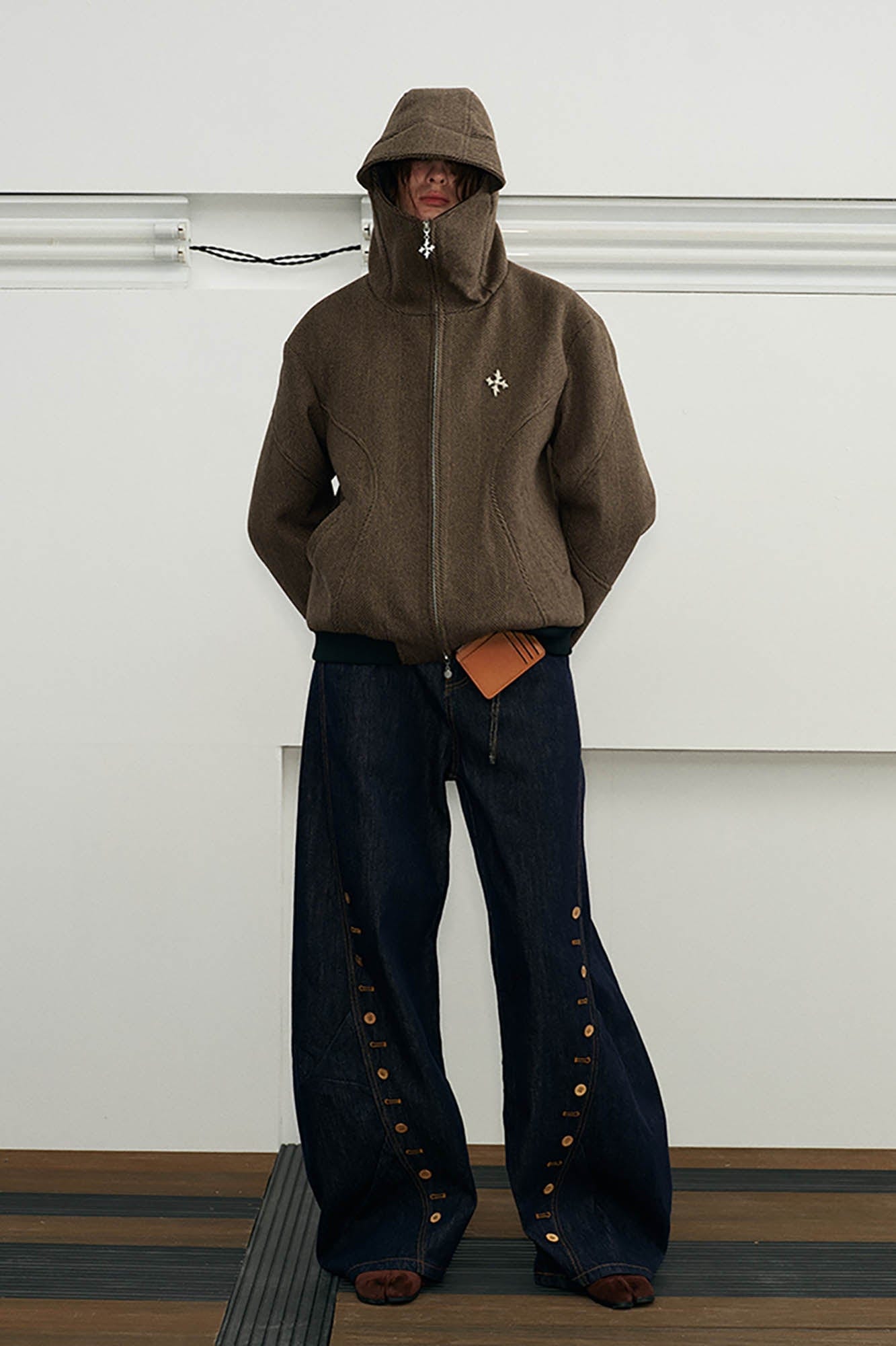 KREATE Herringbone Hooded Jacket-Jacket-S-Brown-Free Shipping Leatheretro