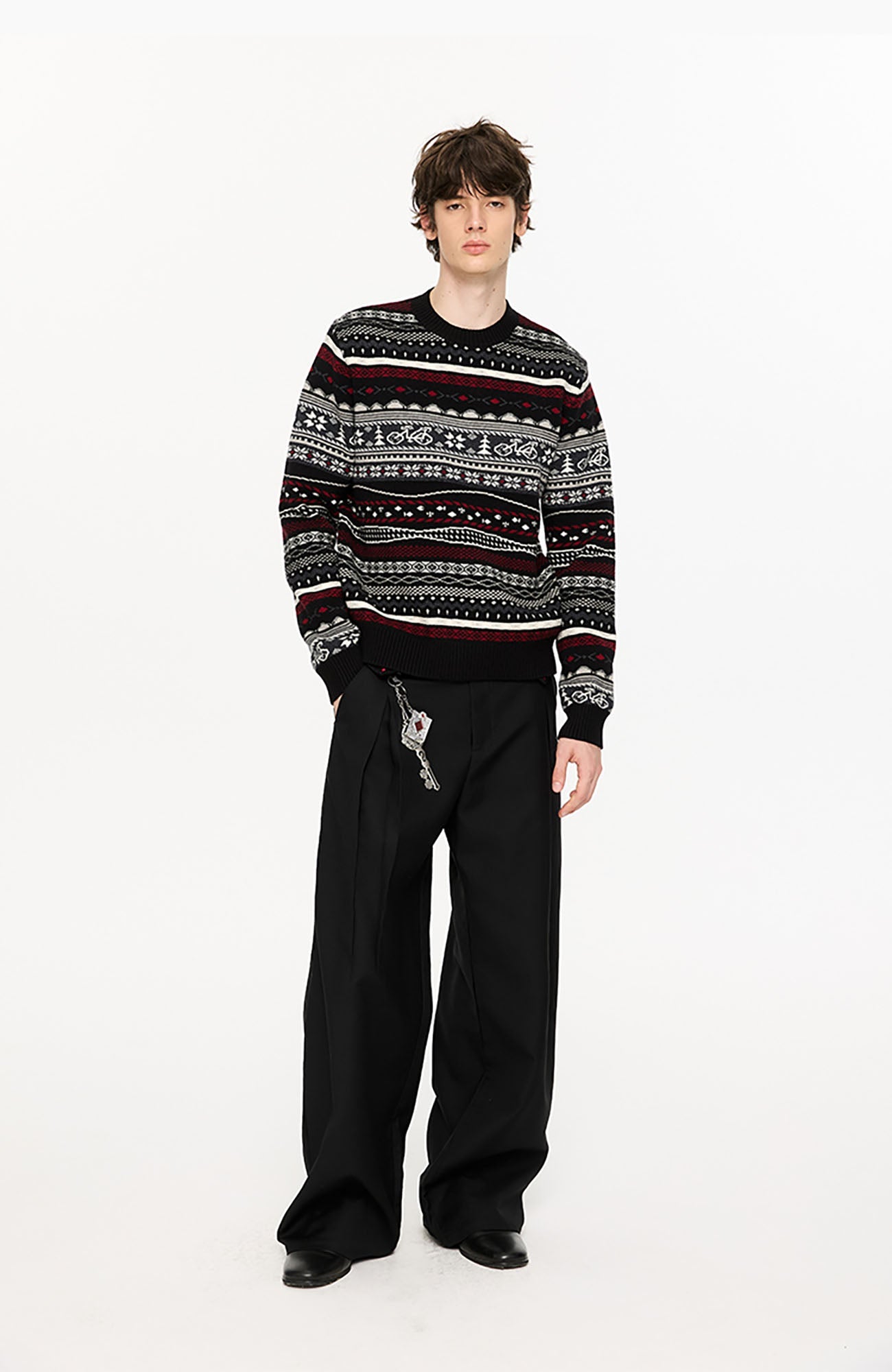 KREATE Classical Fair Isle Sweater-Sweater-S-Black-Free Shipping Leatheretro