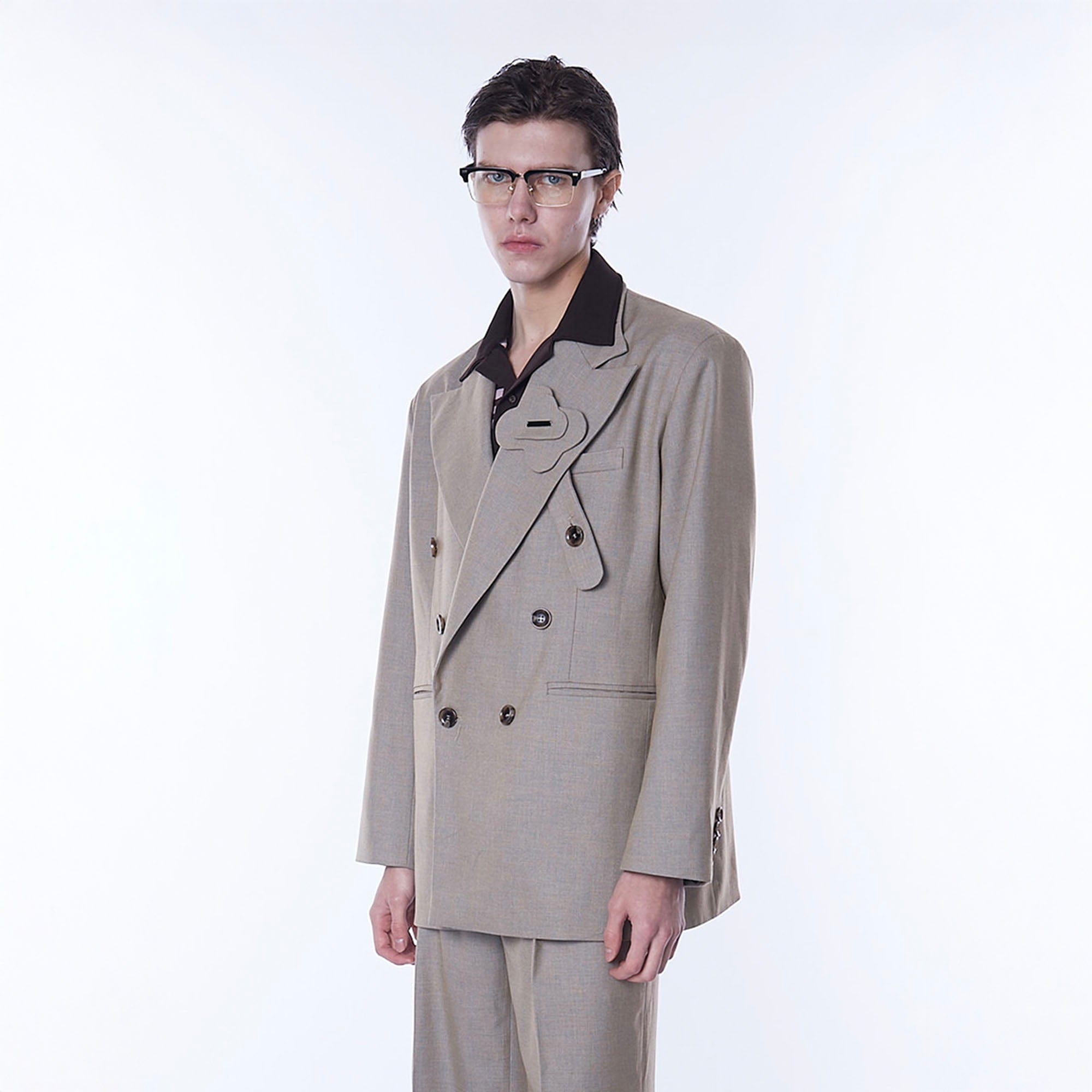 ASSEEN Floral Patch Double-Breasted Blazer-Jacket-S-Free Shipping Leatheretro