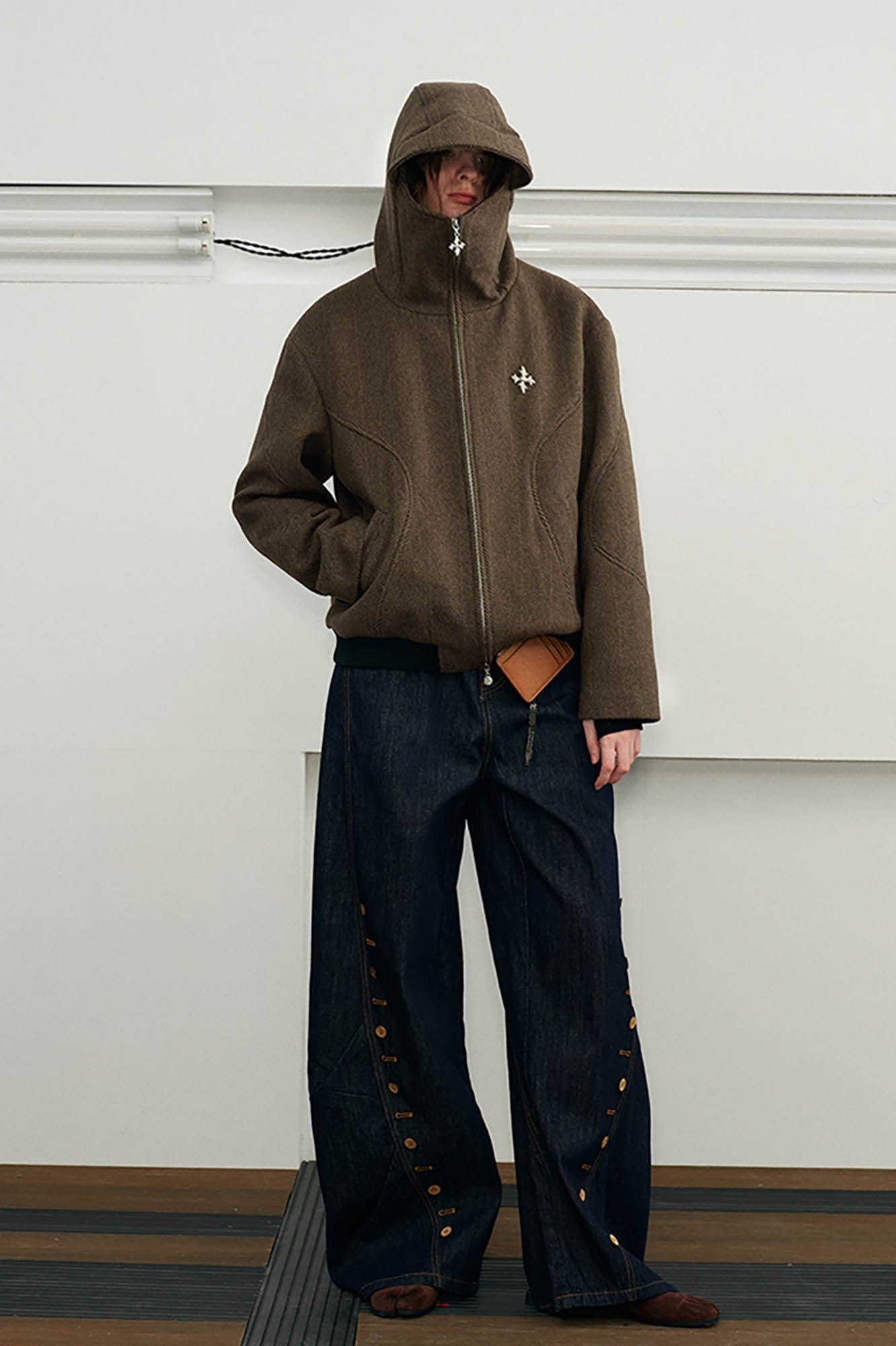 KREATE Herringbone Hooded Jacket-Jacket-S-Brown-Free Shipping Leatheretro