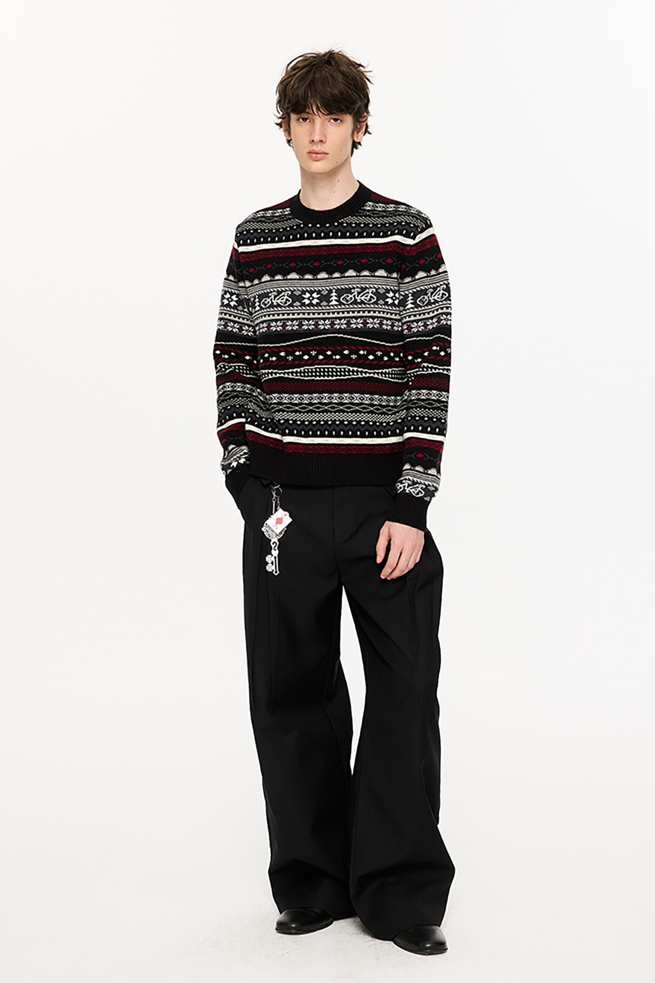 KREATE Classical Fair Isle Sweater-Sweater-S-Black-Free Shipping Leatheretro