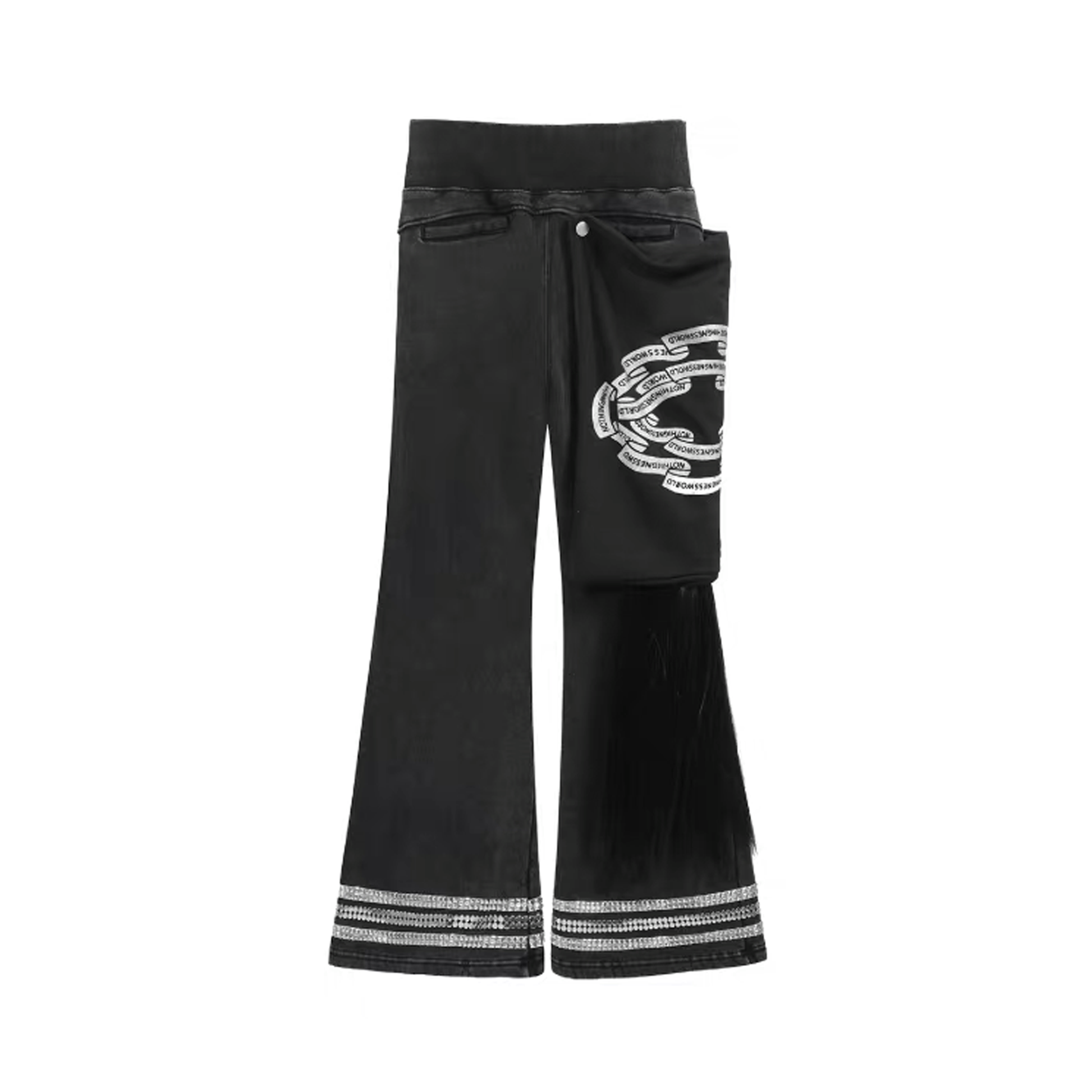 NOTHINGNESS WORLD Washed Pocket-Panel Flare Sweatpants-Pants-S-Free Shipping Leatheretro