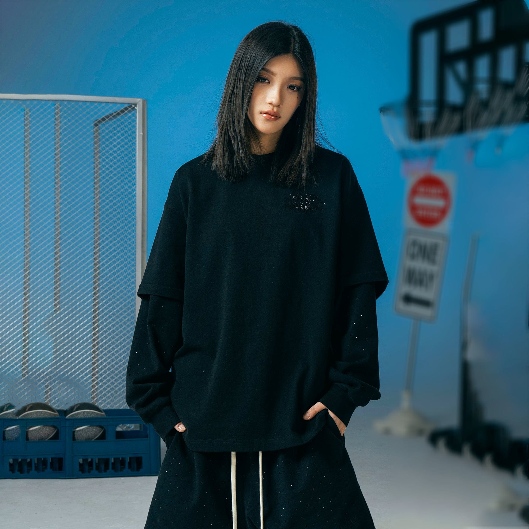 MAKEMORE Layered Long-Sleeve Tee-L/S Tee-S-Free Shipping Leatheretro