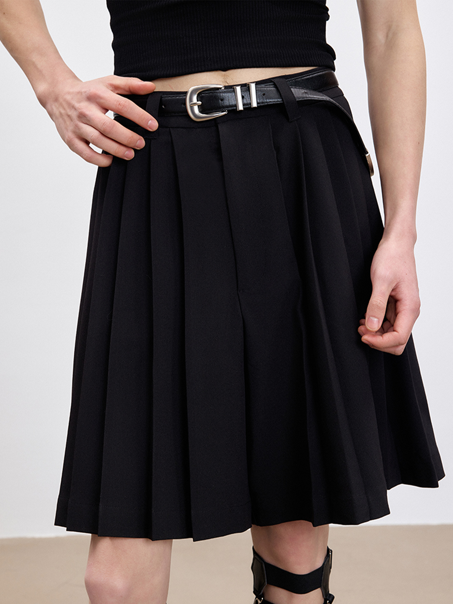 TUIMU Essential Pleated Skort-Shorts-S-Free Shipping Leatheretro