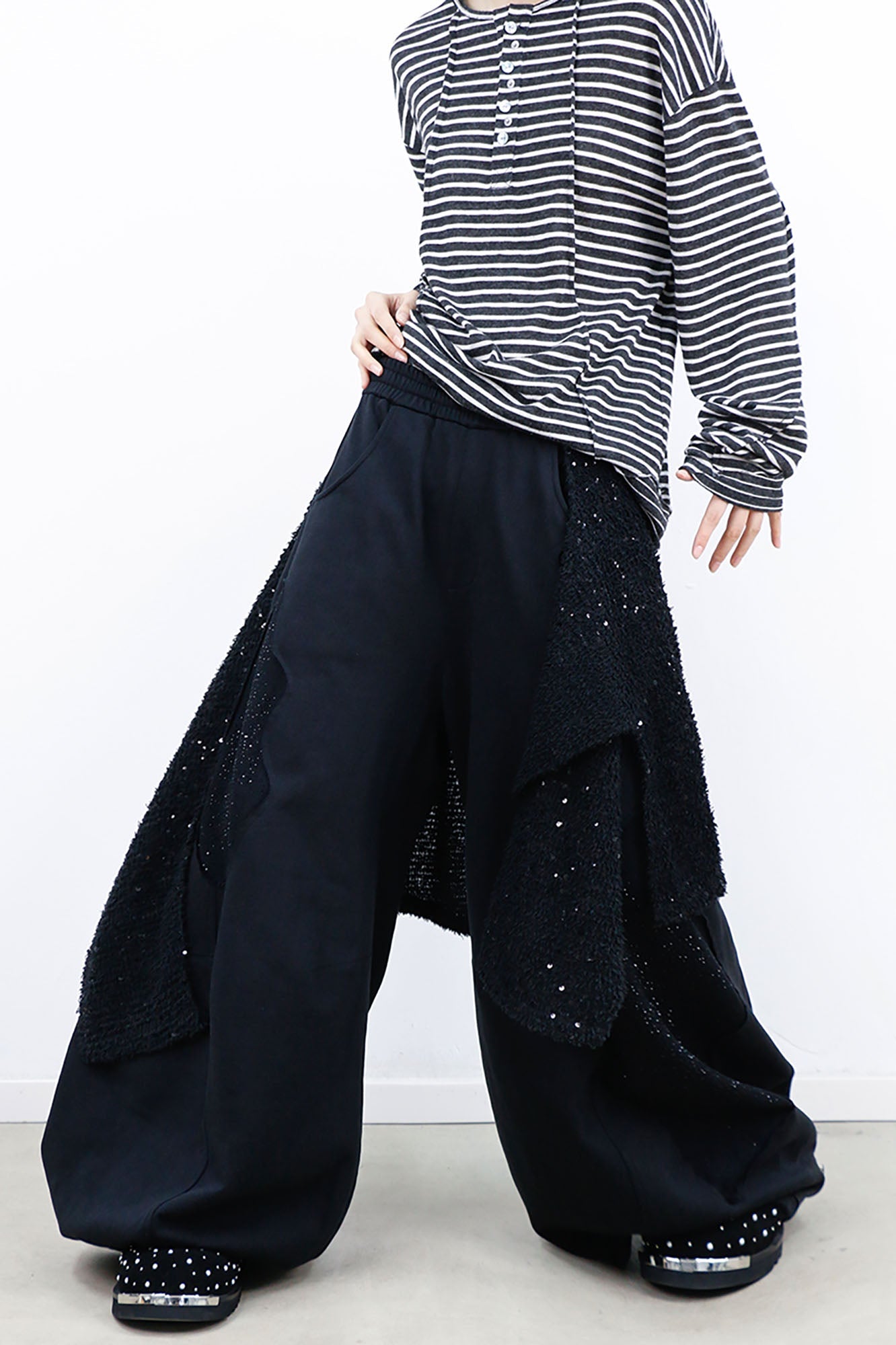 RELABEL Detachable Diamond Drape Oversized Sweatpants-Pants-XS (Preorder)-Free Shipping Leatheretro