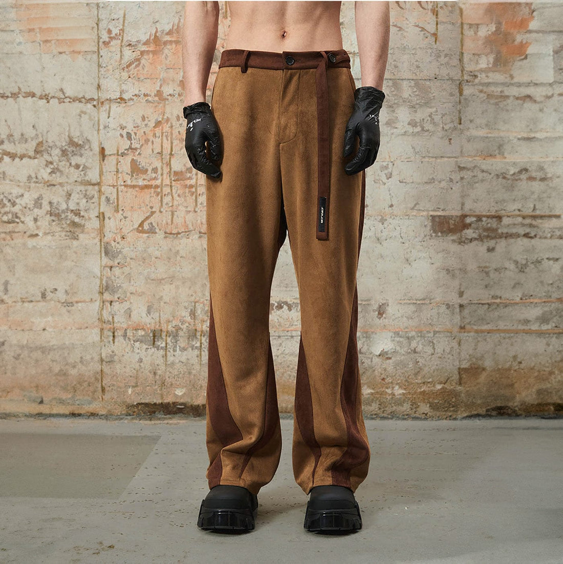 RELABEL Deconstructed Faux-Suede Pants-Pants-S-Free Shipping Leatheretro